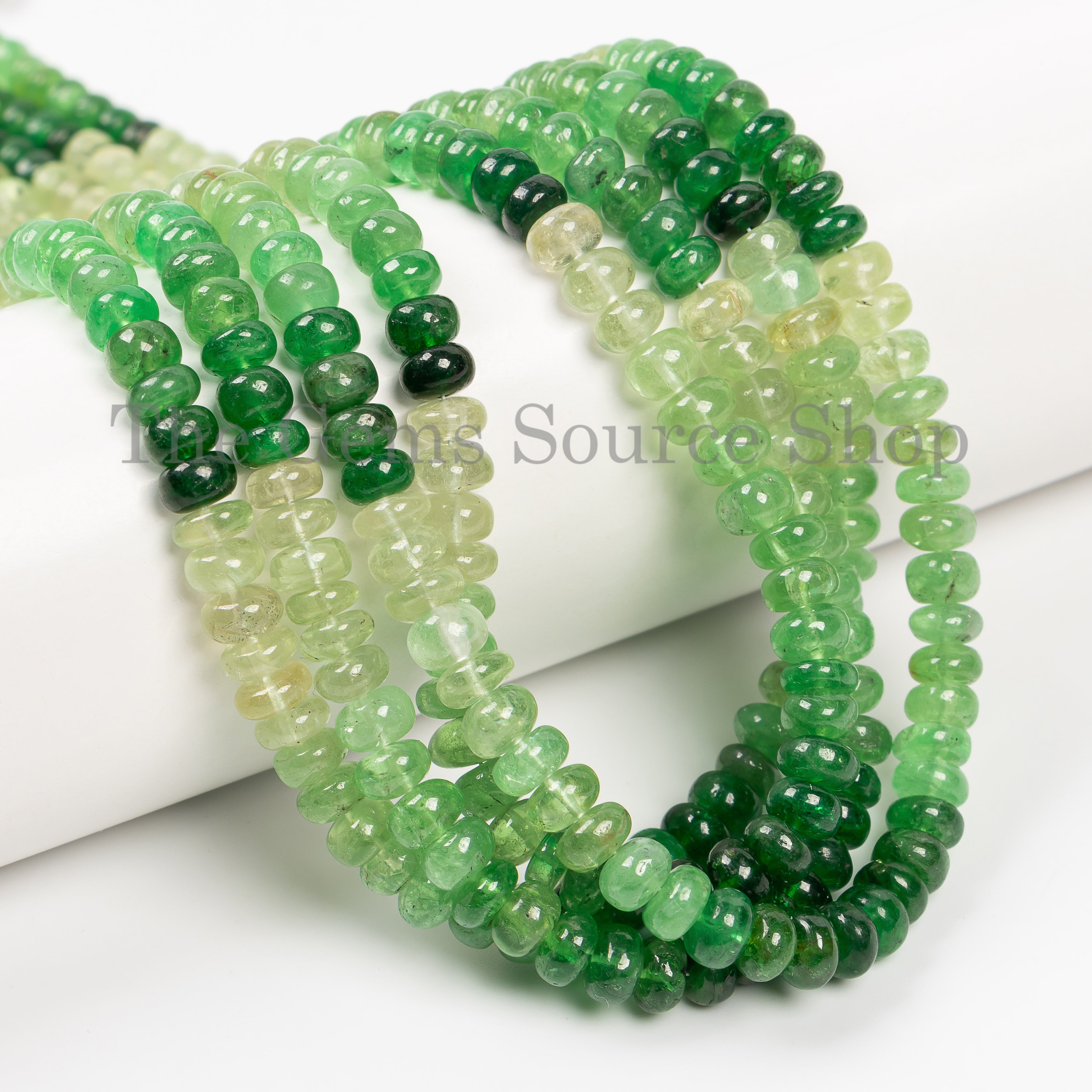 Rondelle Shape Smooth Shaded Tsavorite Center Drilled Bulk Beads Strand- 5.5-6mm-16"