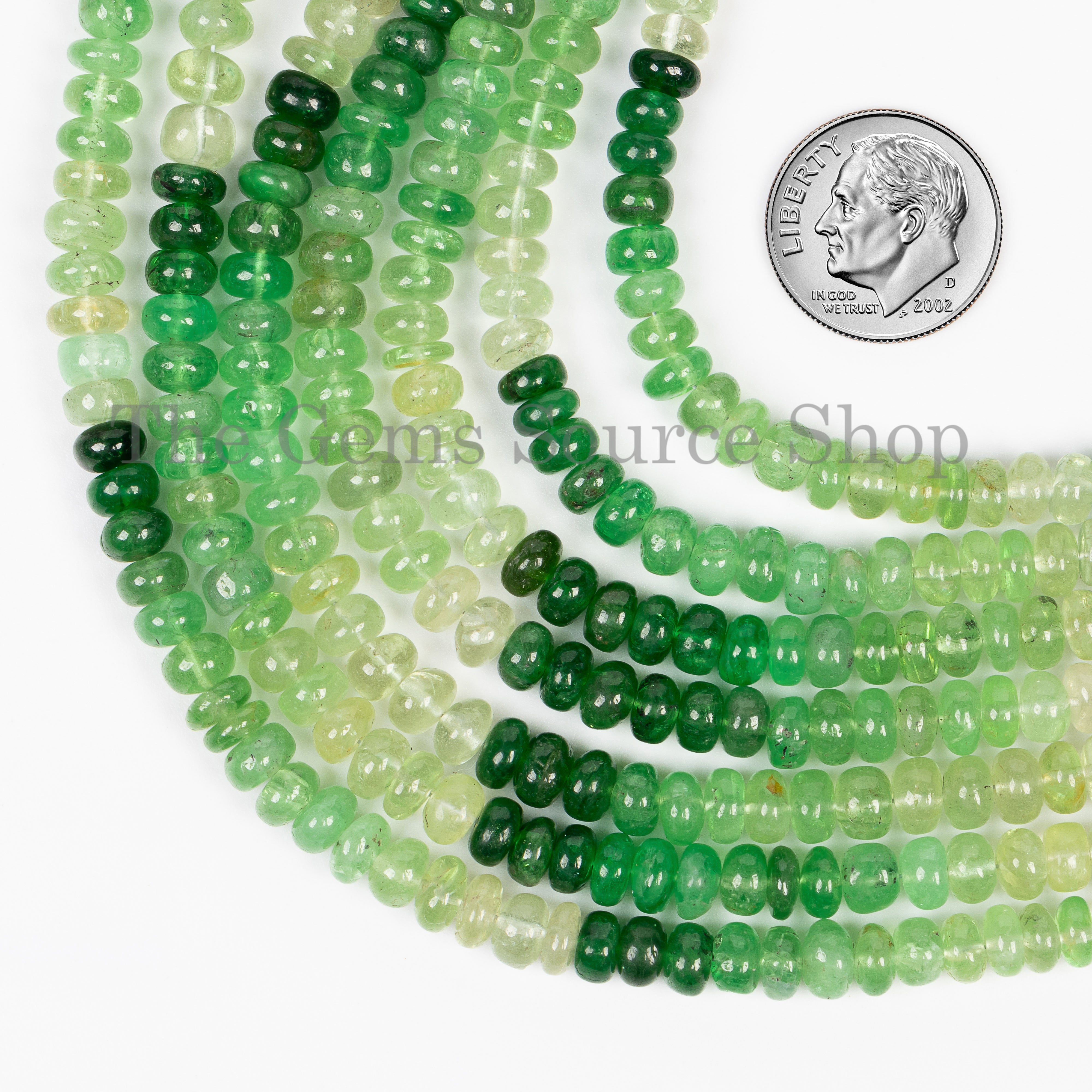 Rondelle Shape Smooth Shaded Tsavorite Center Drilled Bulk Beads Strand- 5.5-6mm-16"