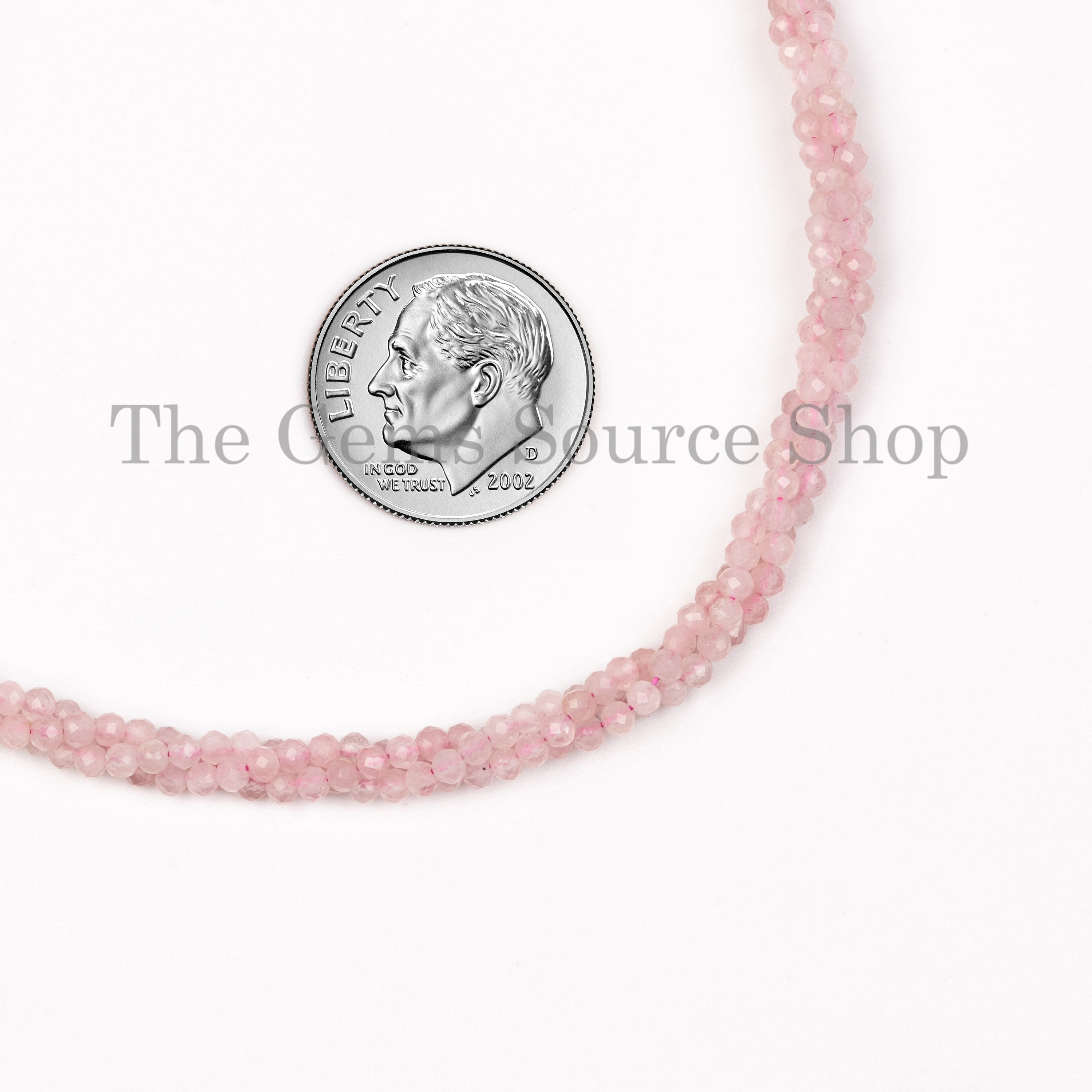 Tiny Rose Quartz Beaded Choker Necklace- Handcrafted Healing Gemstone Jewelry