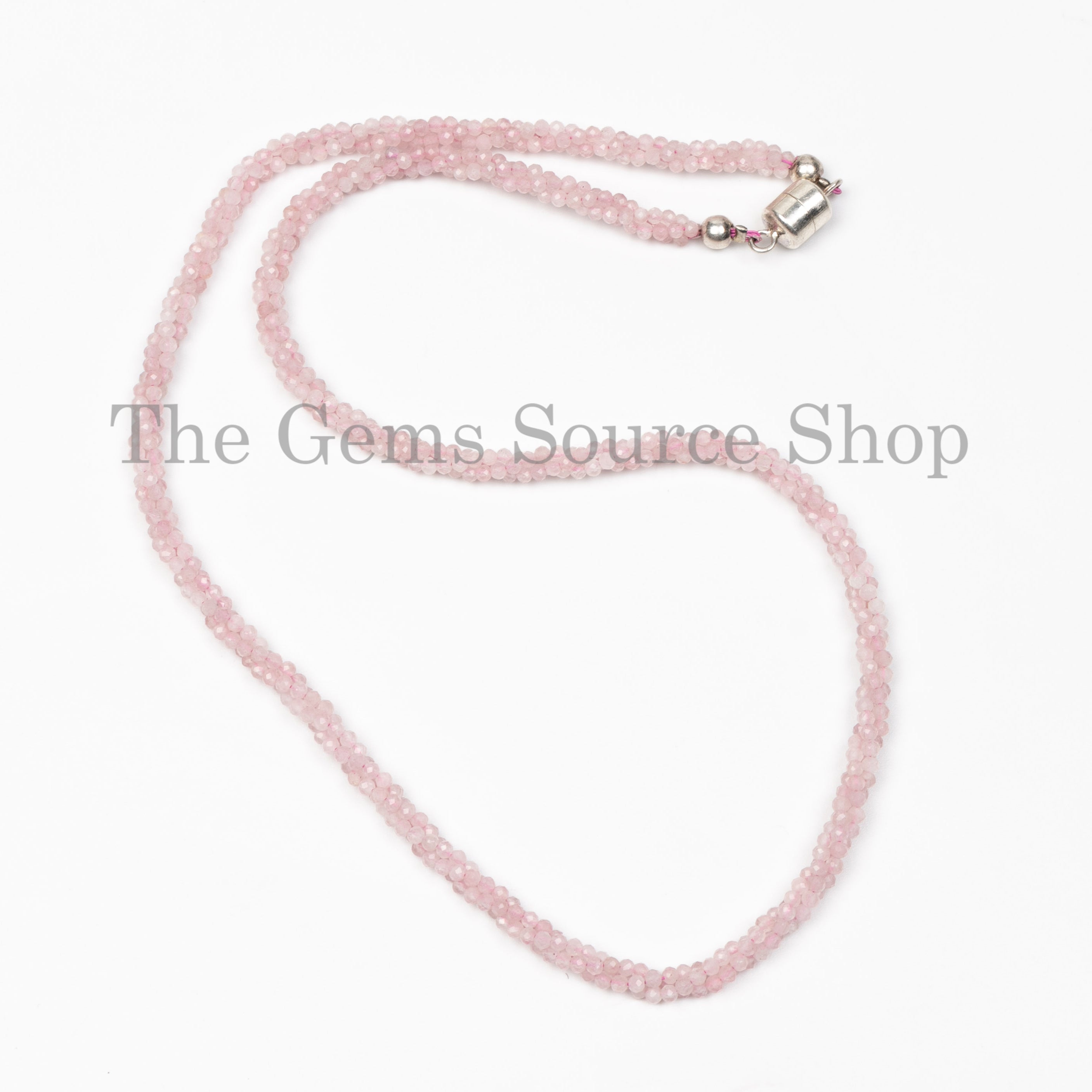 Tiny Rose Quartz Beaded Choker Necklace- Handcrafted Healing Gemstone Jewelry