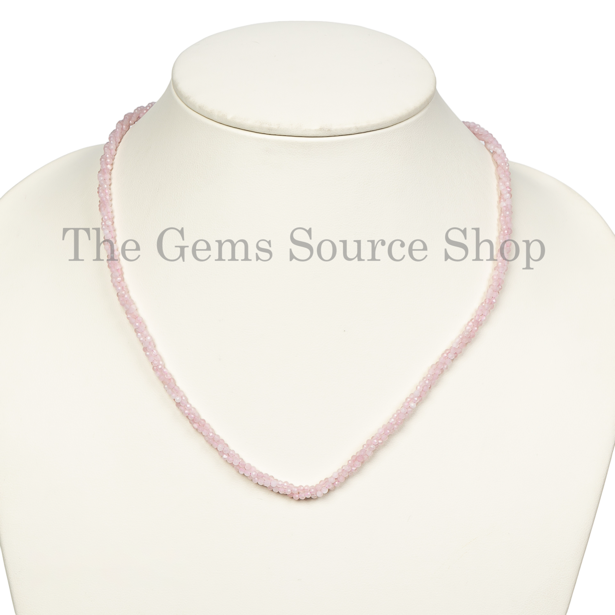 Tiny Rose Quartz Beaded Choker Necklace- Handcrafted Healing Gemstone Jewelry