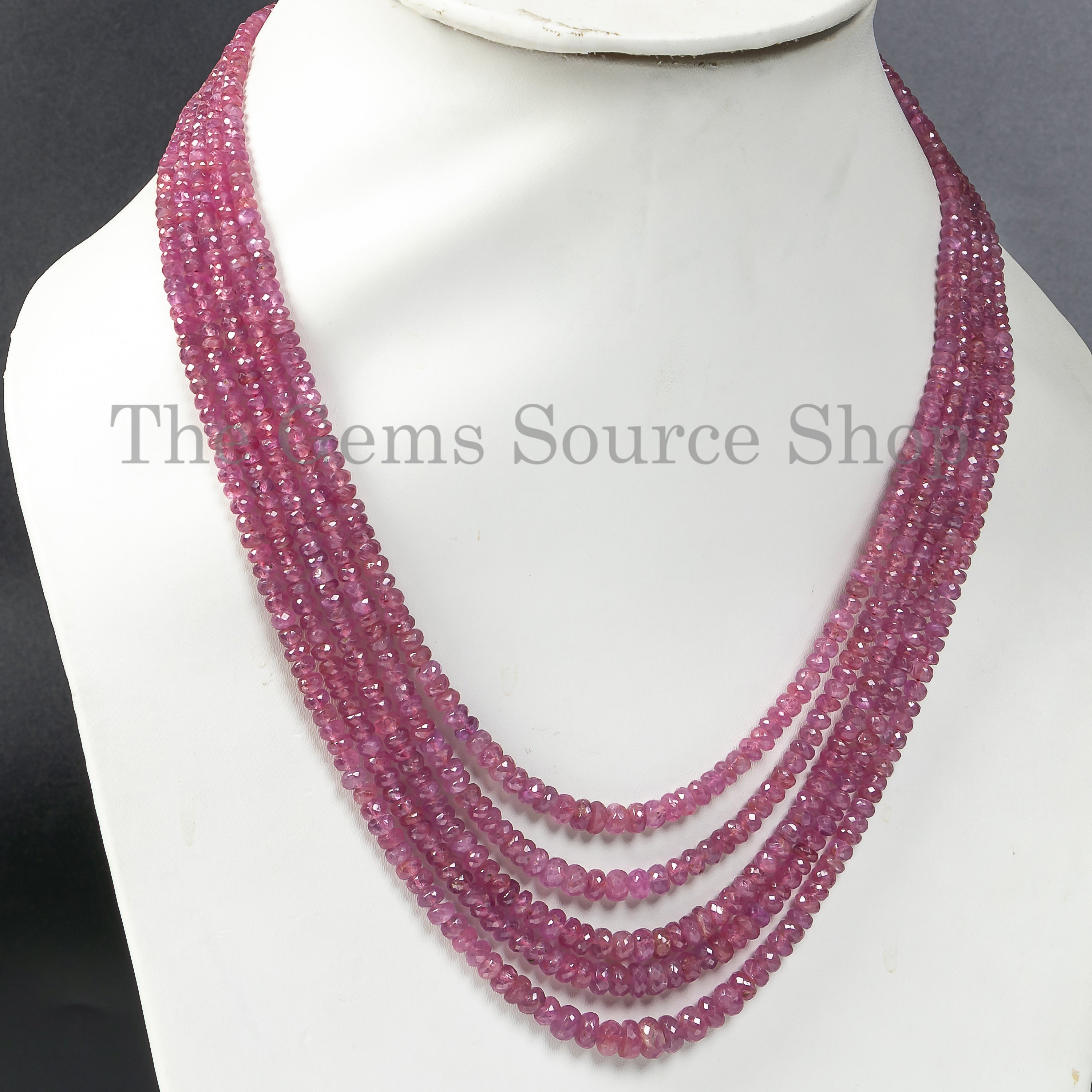 Natural Ruby Handcrafted Rondelle Beaded Necklace- Statement Jewelry for Women