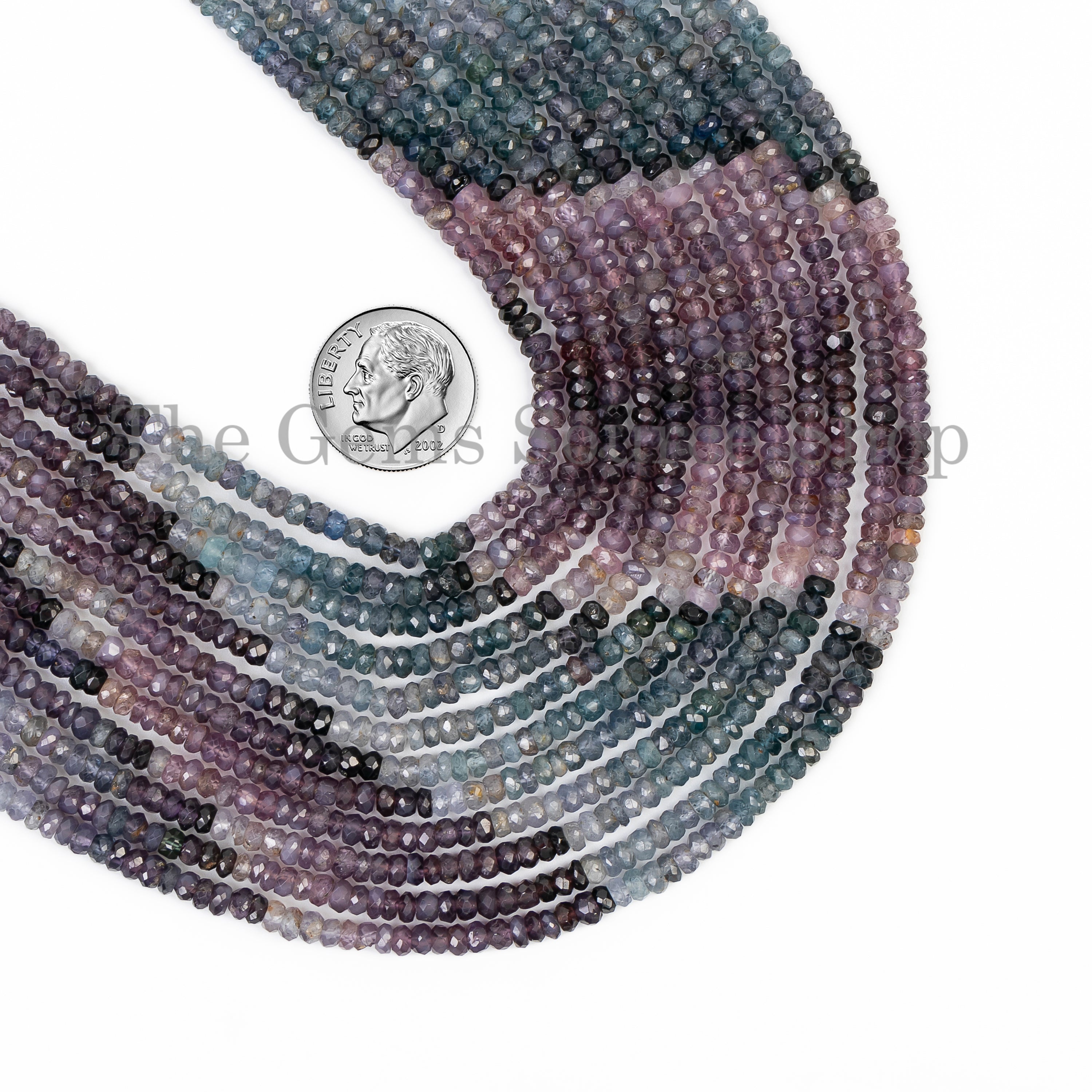 Shaded Purple Sapphire Faceted Rondelle Center Drilled Gemstone Beads Strand-14"-4-4.25mm