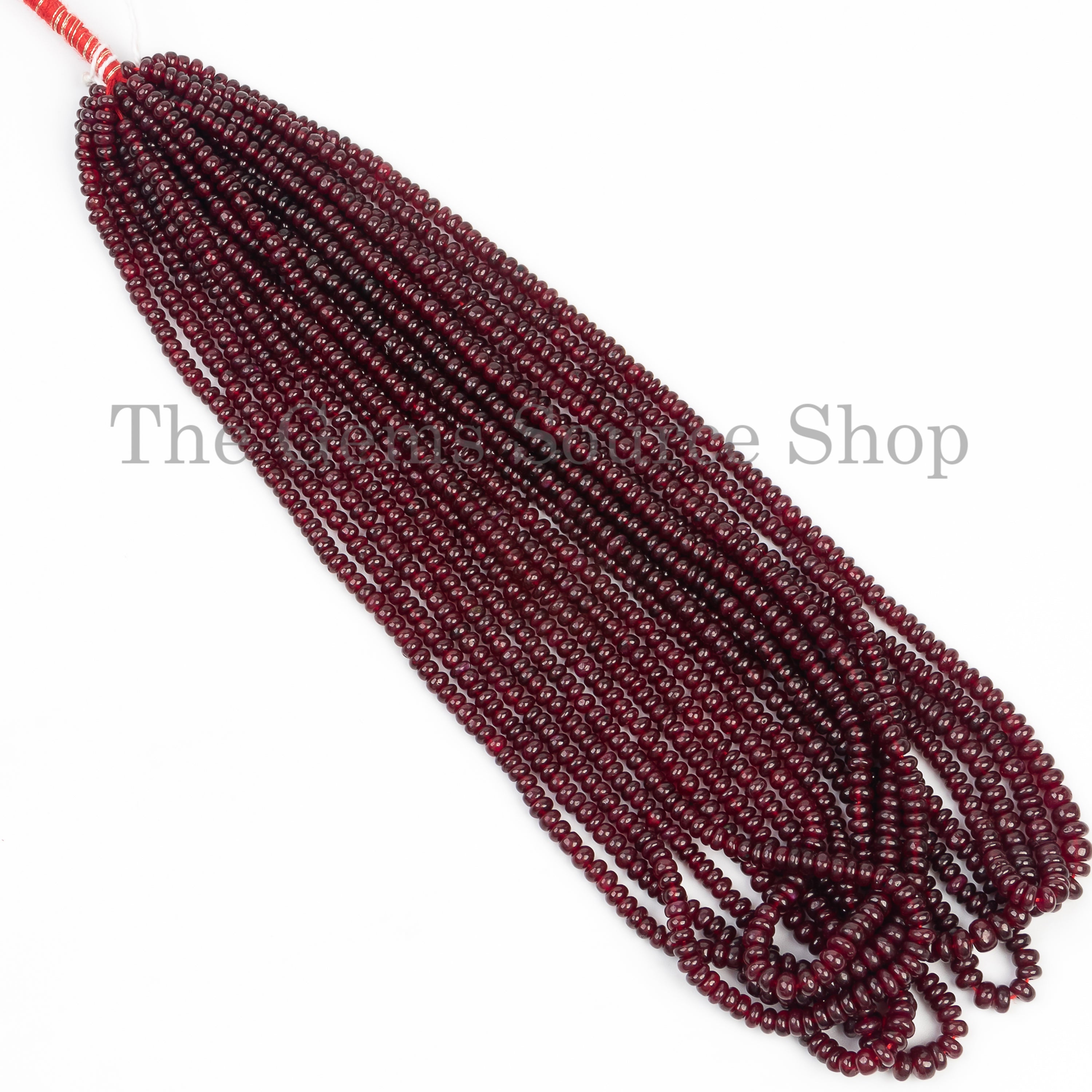 Smooth Rondelle Shape Longido Ruby Center Drilled Bulk Beads Strand- 3.5-4.5mm-16"