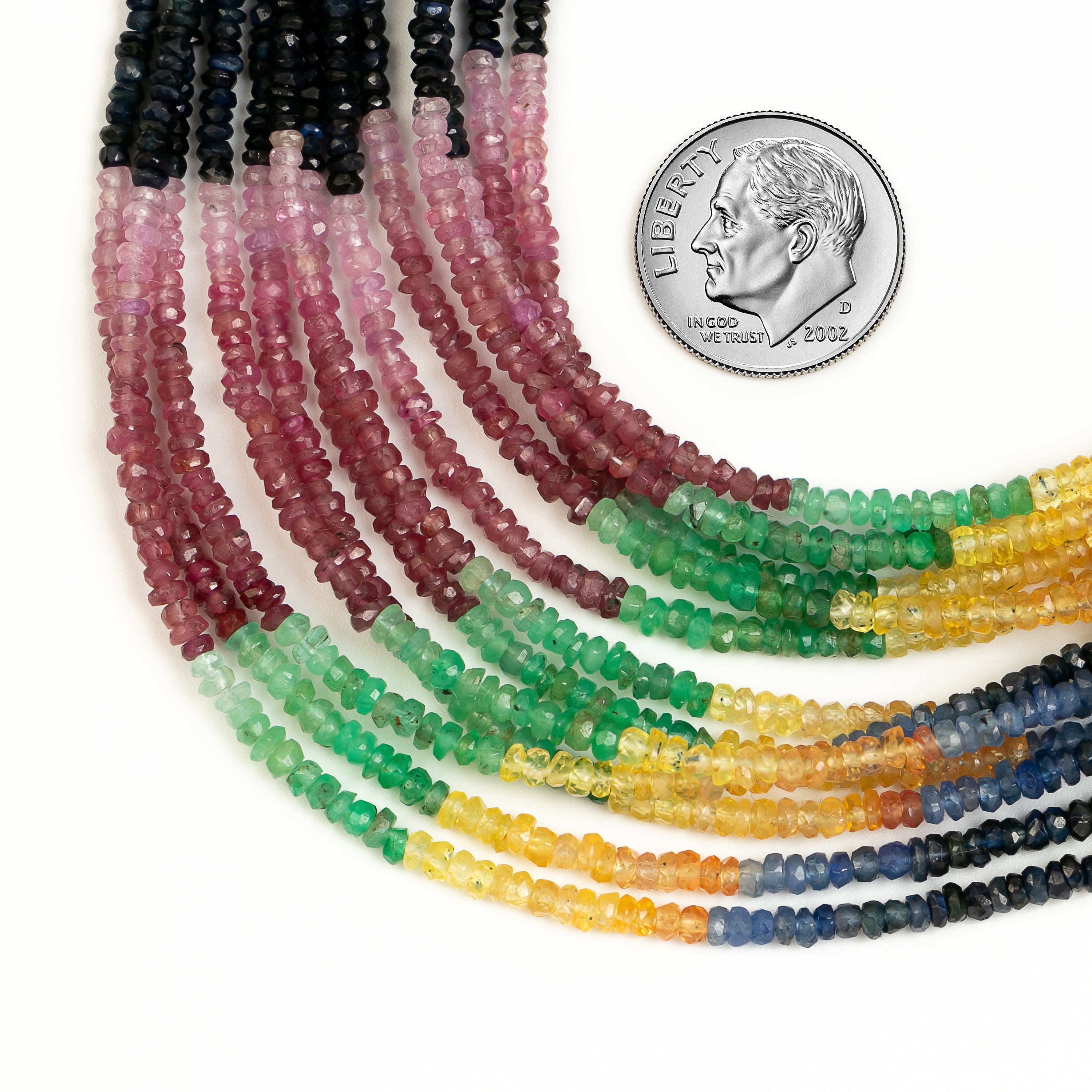 Tiny Faceted Rondelle Shape Multi Precious Gemstone Bulk Beads Strand- 2.2-2.5mm-16"