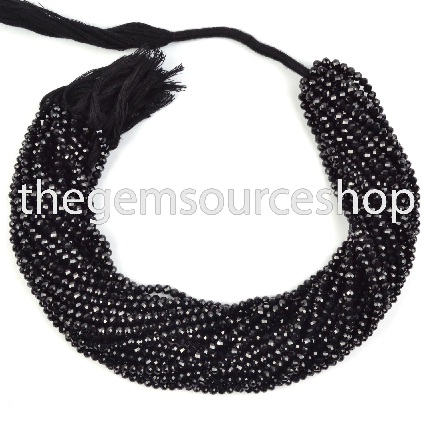 Top Quality Black Spinel 4mm Faceted Round Ball Shape Wholesale Beads 13" Strand