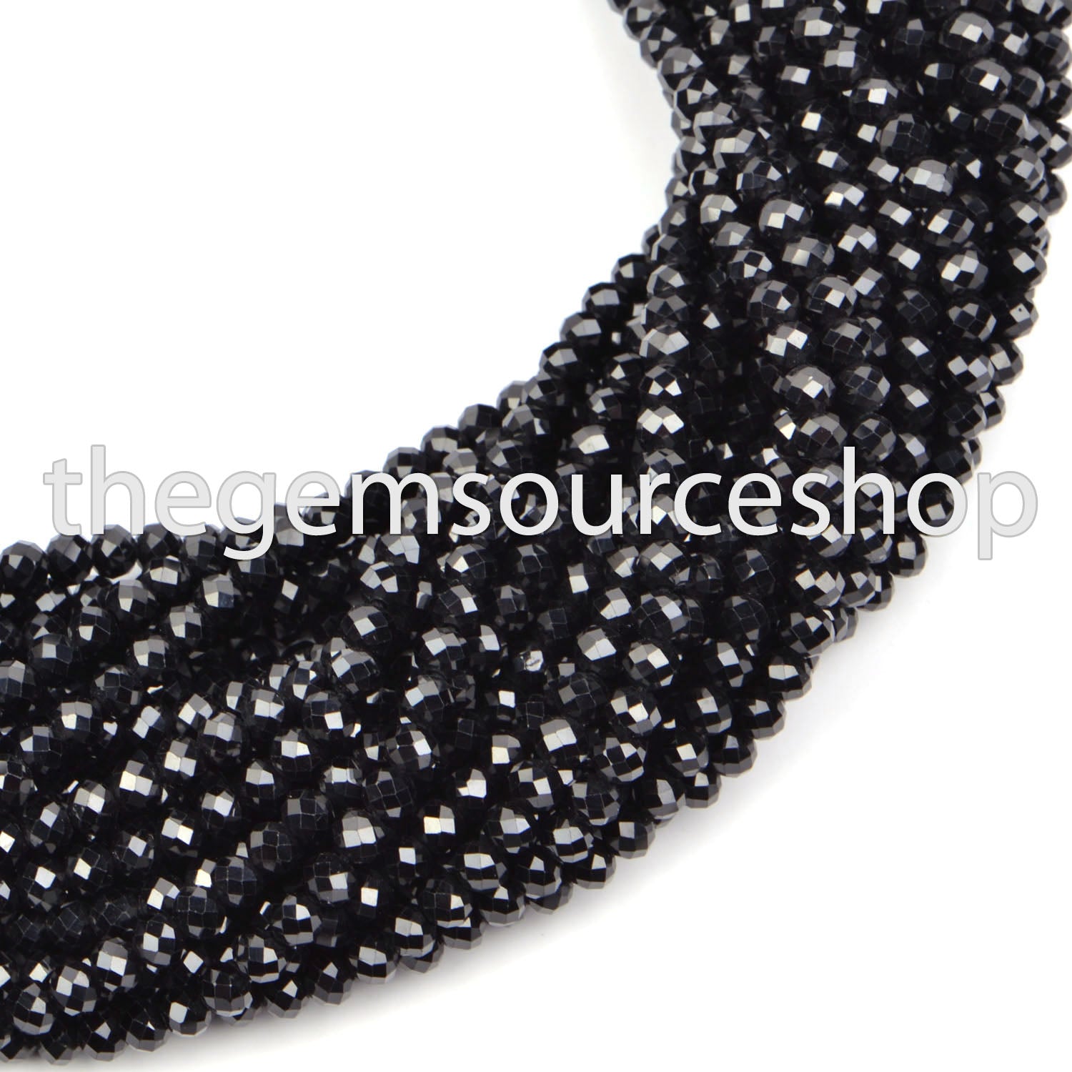 Top Quality Black Spinel 4mm Faceted Round Ball Shape Wholesale Beads 13" Strand