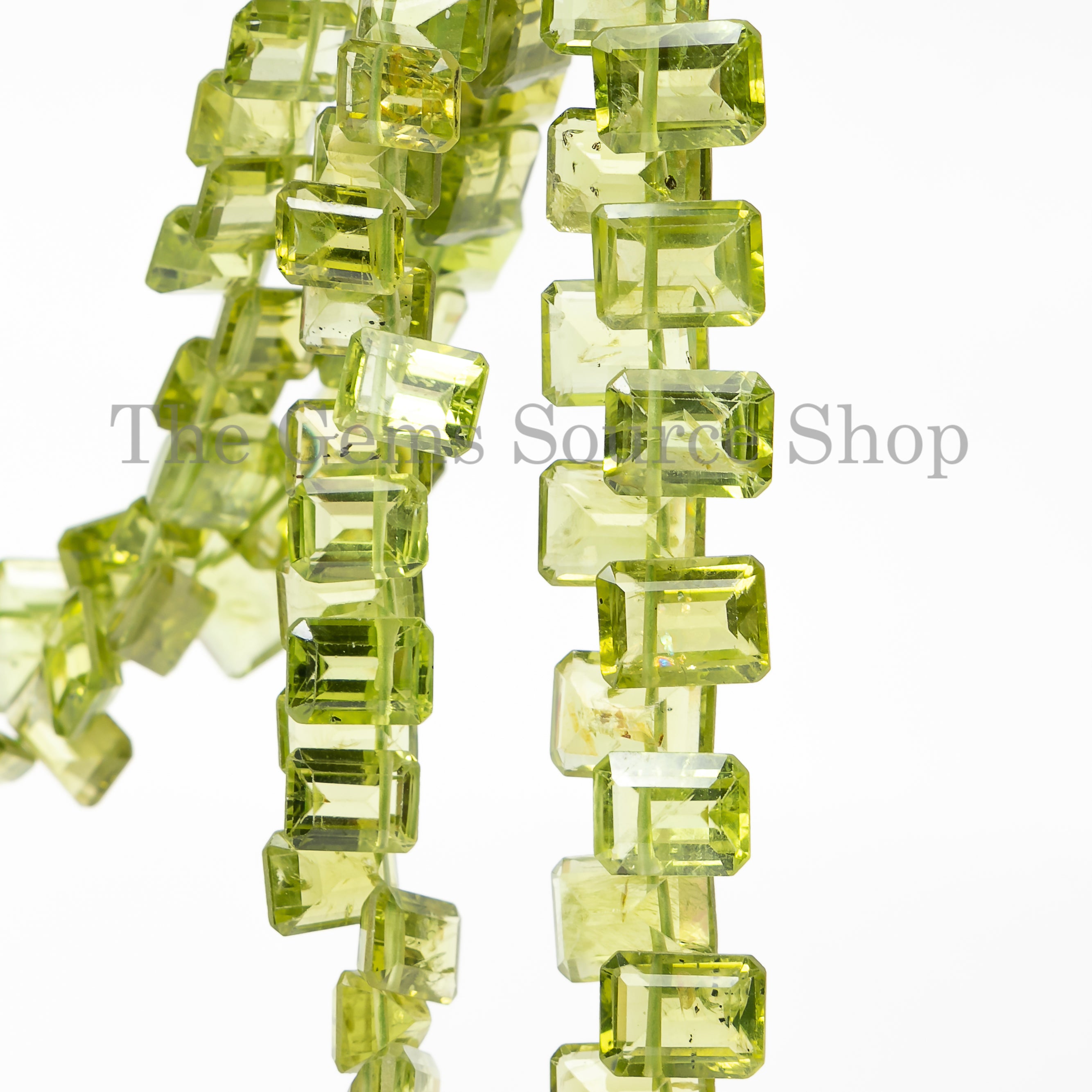 Top Quality Natural Peridot Faceted Cushion Shape Gemstone Beads Strand- 6x8-5x7mm-14"