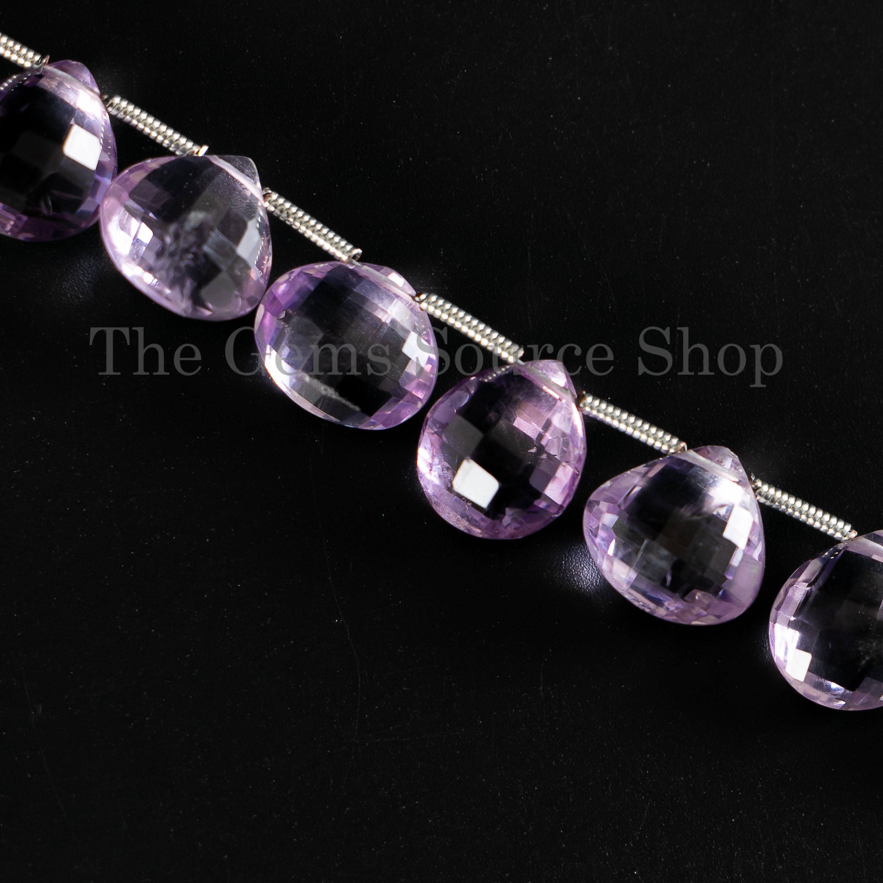 Top Quality Natural Pink Amethyst 9-10mm Faceted Heart Shape Wholesale Beads 6" Strand