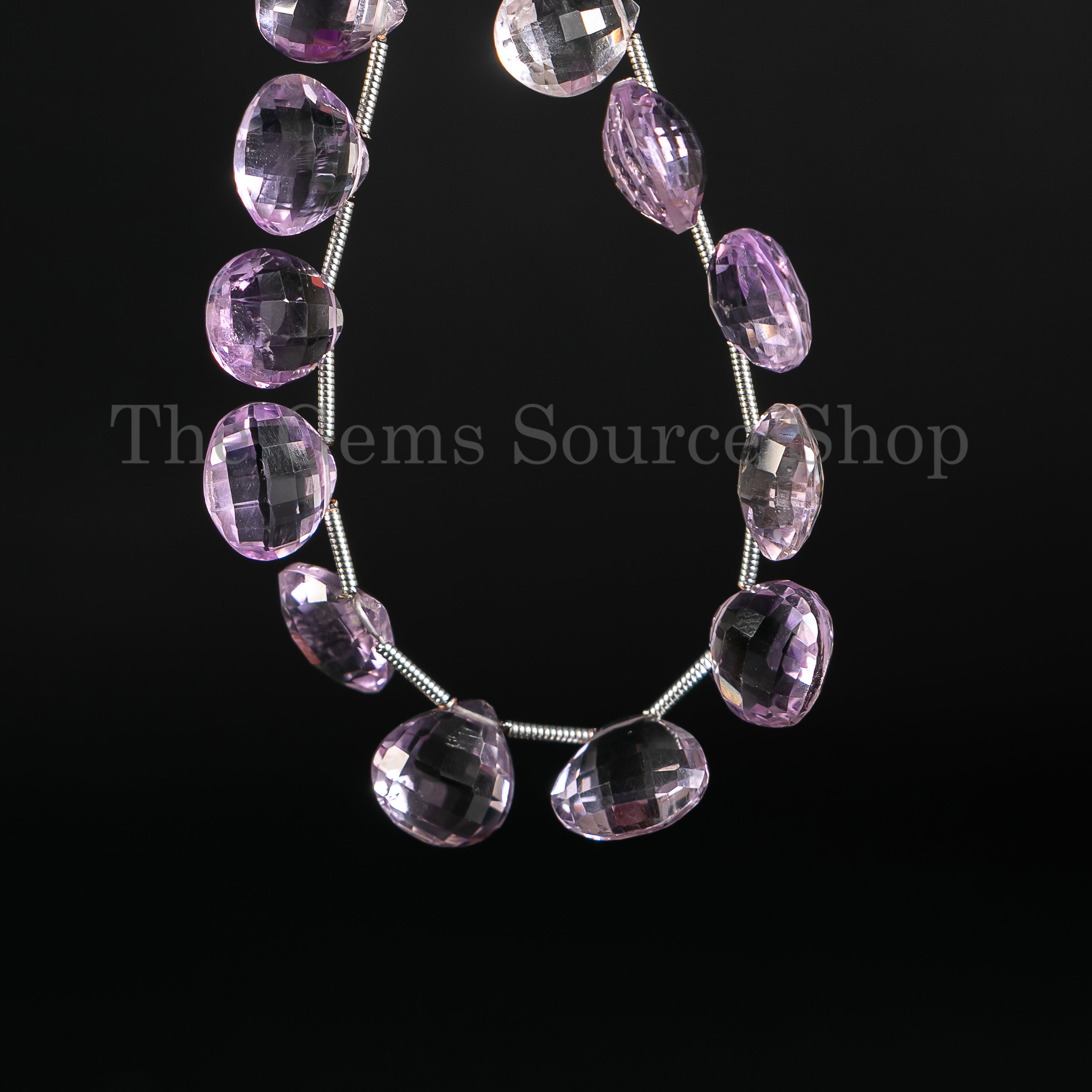 Top Quality Natural Pink Amethyst 9-10mm Faceted Heart Shape Wholesale Beads 6" Strand