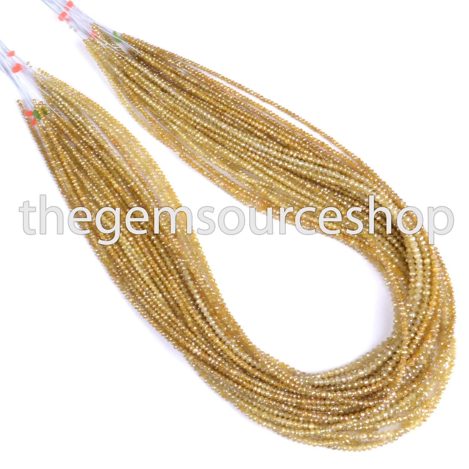 Top Quality Yellow Diamond 1.7-3.25mm Faceted Rondelle Shape Wholesale Beads 16" Strand