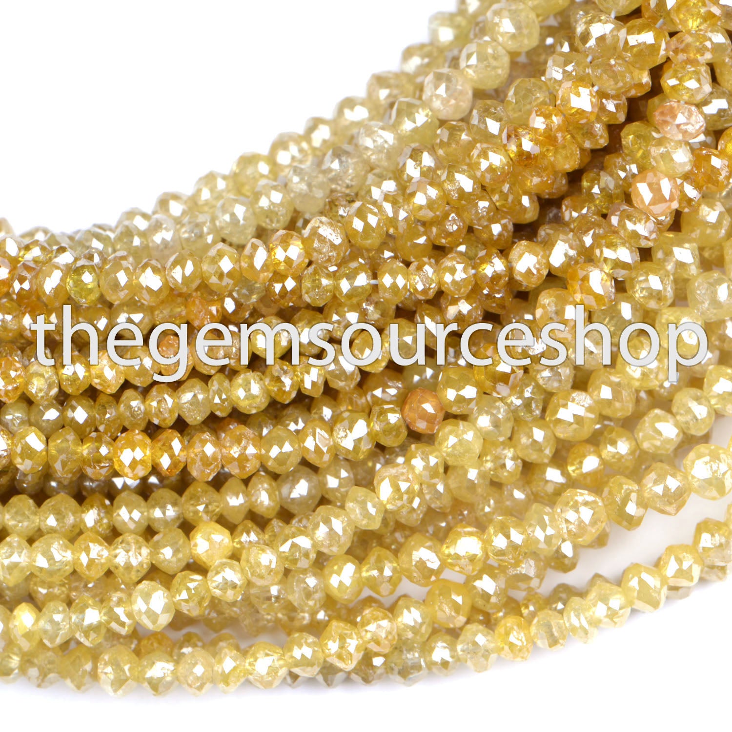 Top Quality Yellow Diamond 1.7-3.25mm Faceted Rondelle Shape Wholesale Beads 16" Strand