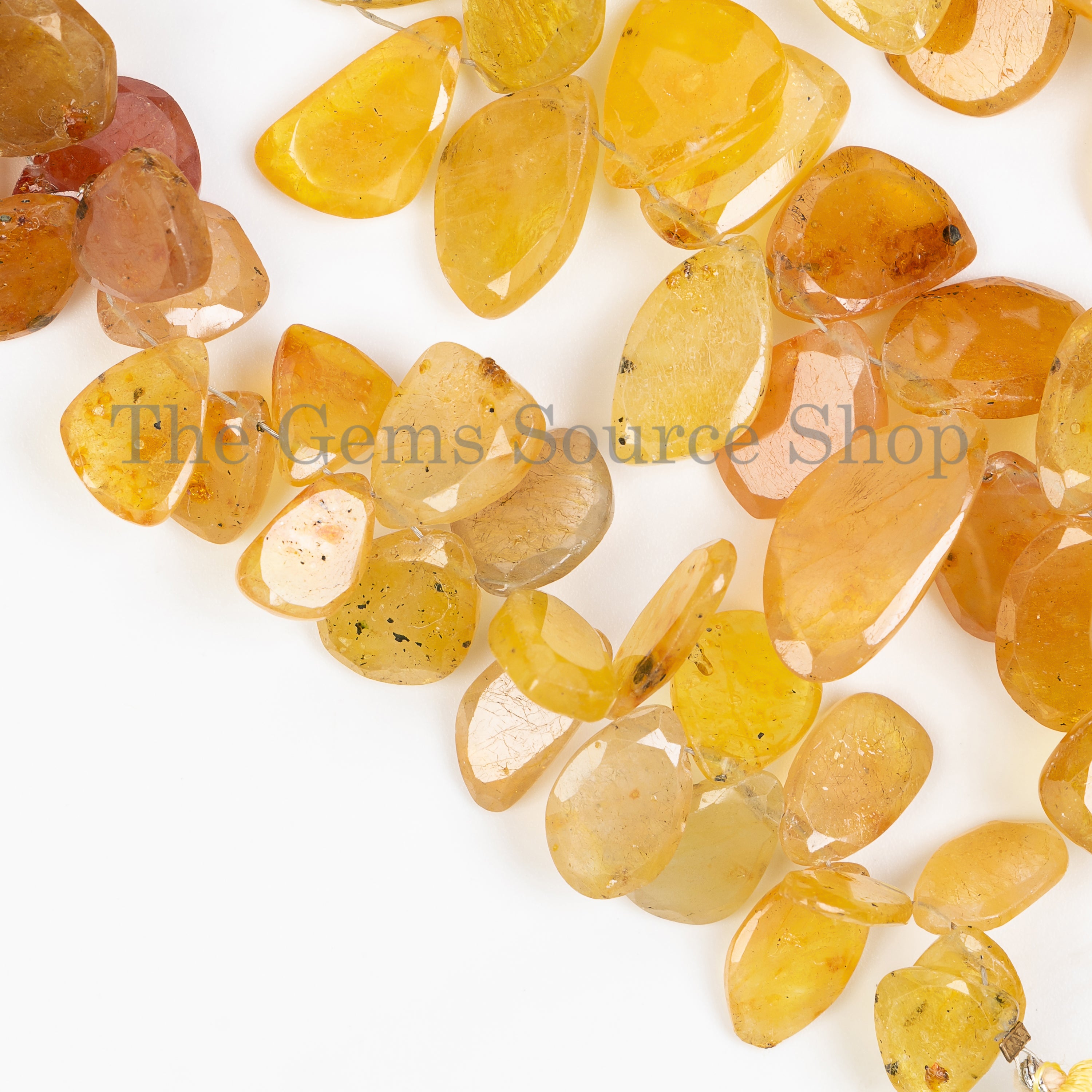 Top Quality Yellow Sapphire Rose Cut Flat Nuggets Shape Beads Strand-8x11-11x19mm-8"