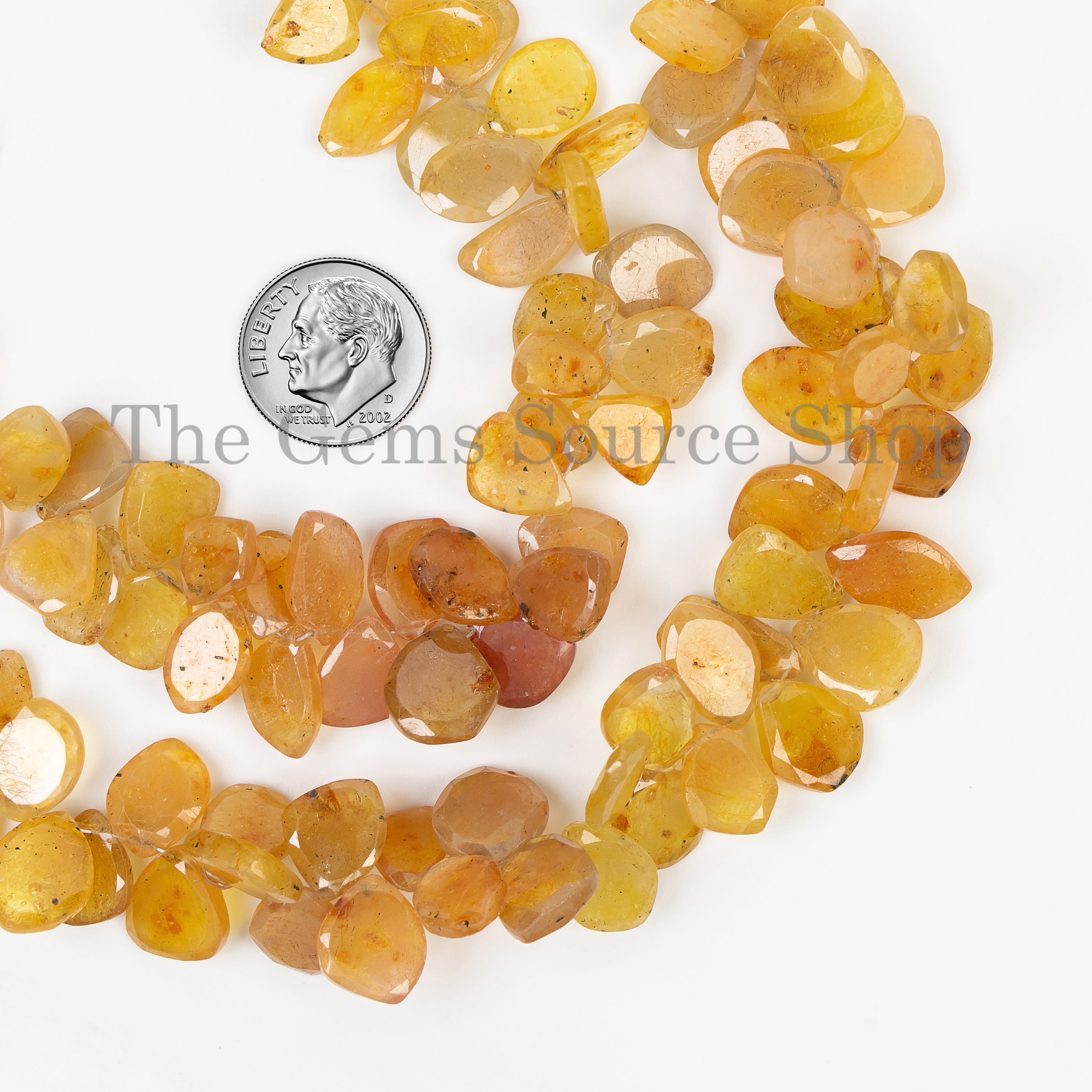 Top Quality Yellow Sapphire Rose Cut Flat Nuggets Shape Beads Strand-8x11-11x19mm-8"