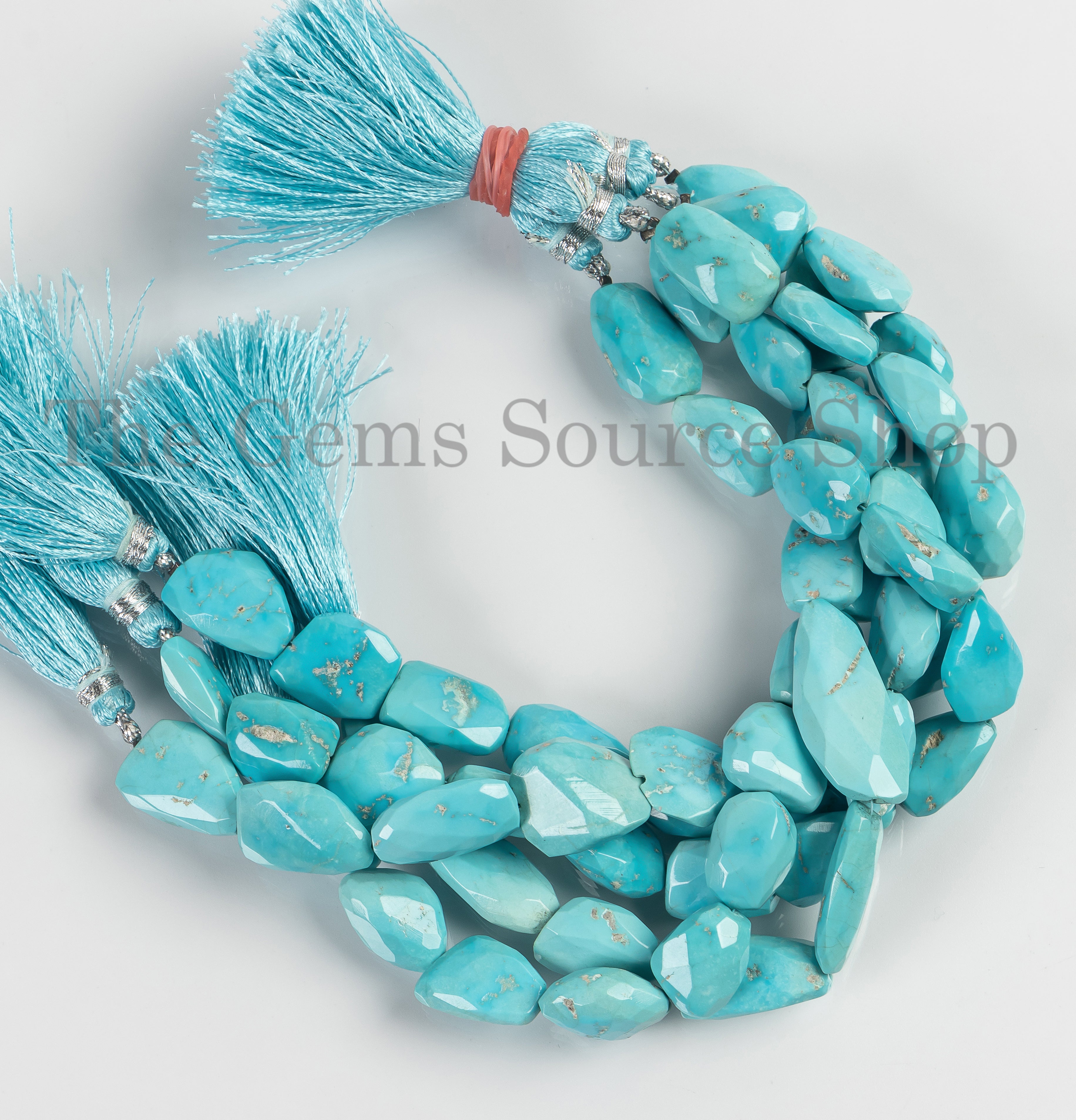 Natural Turquoise Faceted Nugget/ Tumble Gemstone Beads 8" Wholesale Strand