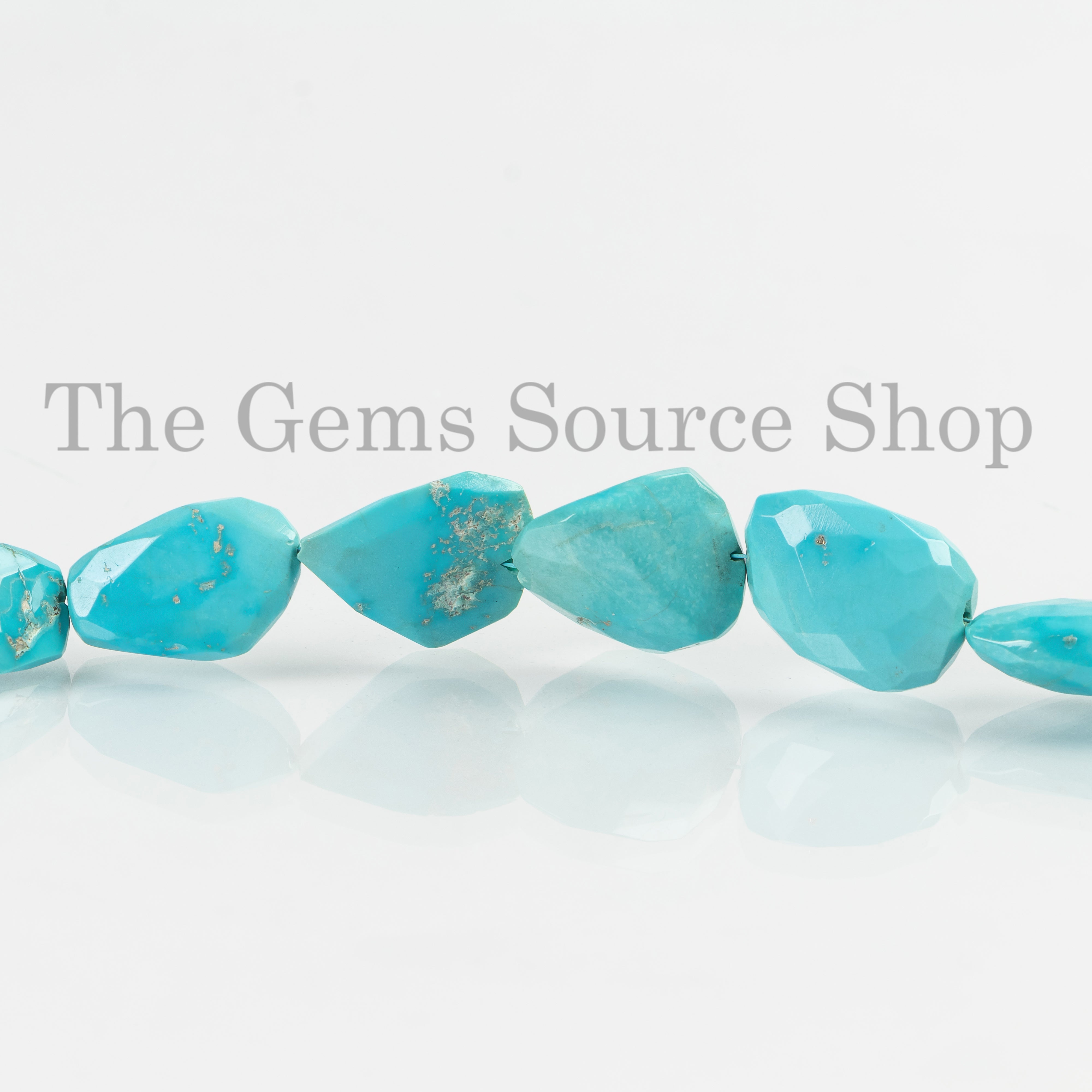 Natural Turquoise Faceted Nugget/ Tumble Gemstone Beads 8" Wholesale Strand