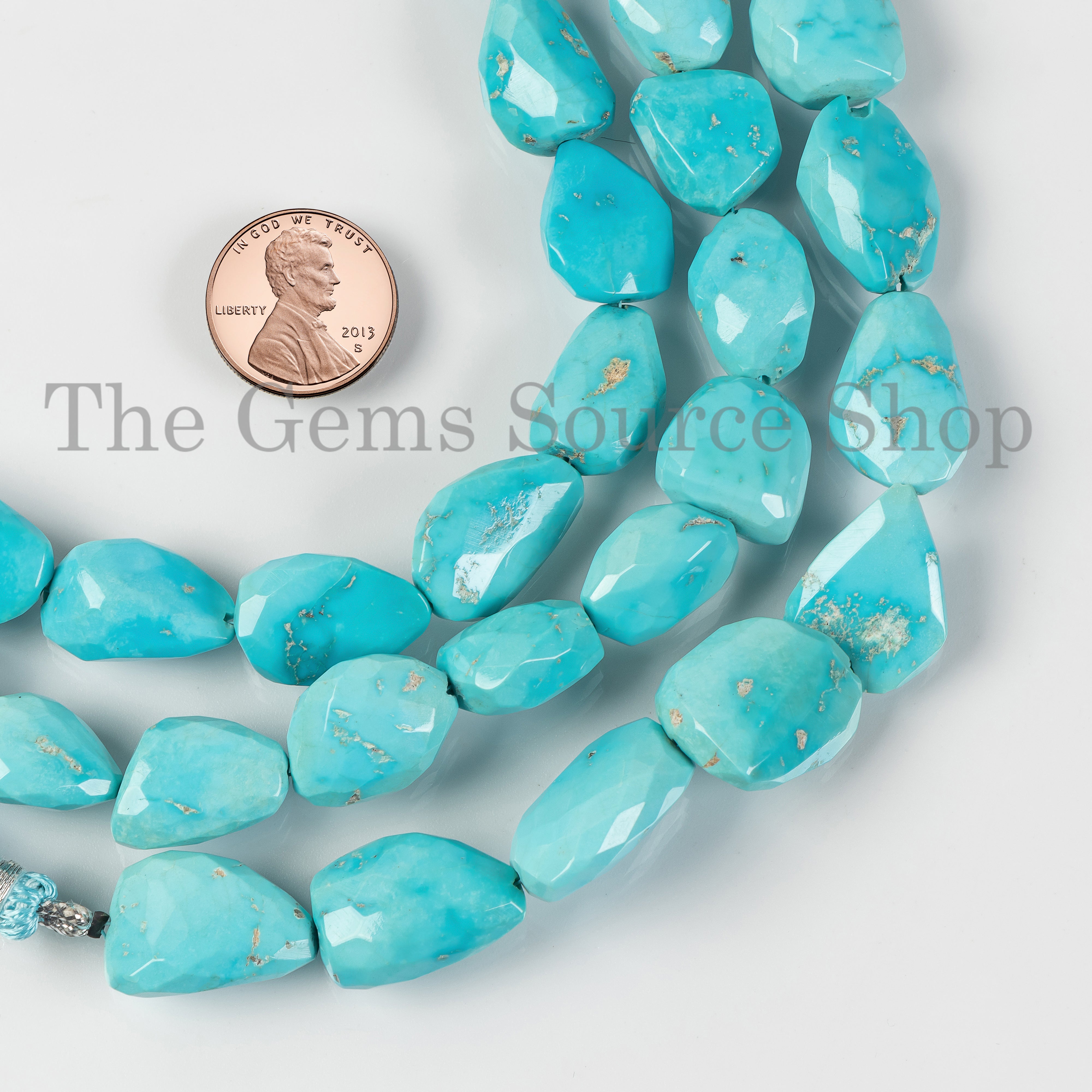 Natural Turquoise Faceted Nugget/ Tumble Gemstone Beads 8" Wholesale Strand