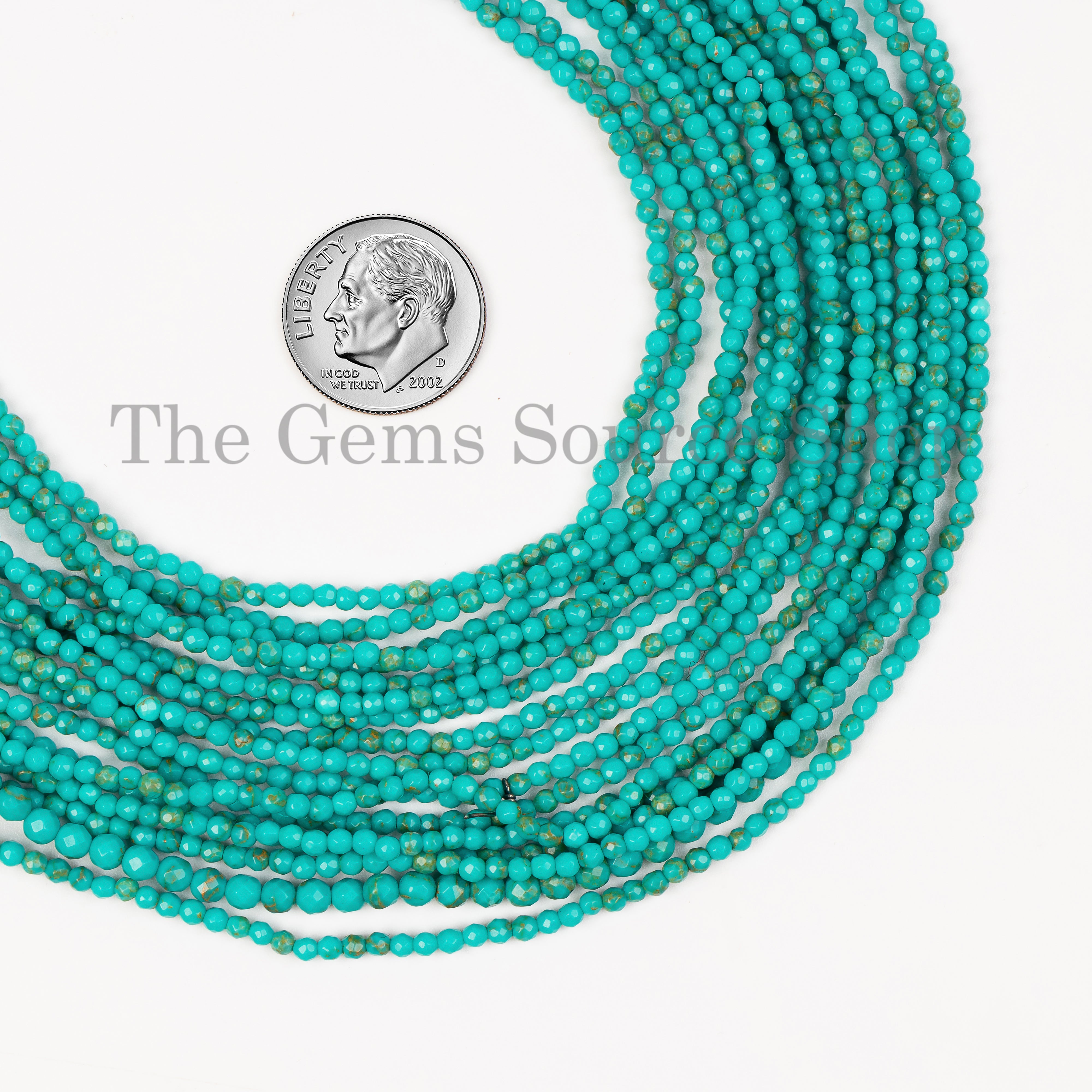 2-2.5mm-14" Natural Turquoise Faceted Round Shape Wholesale Beads Strand for Jewelry