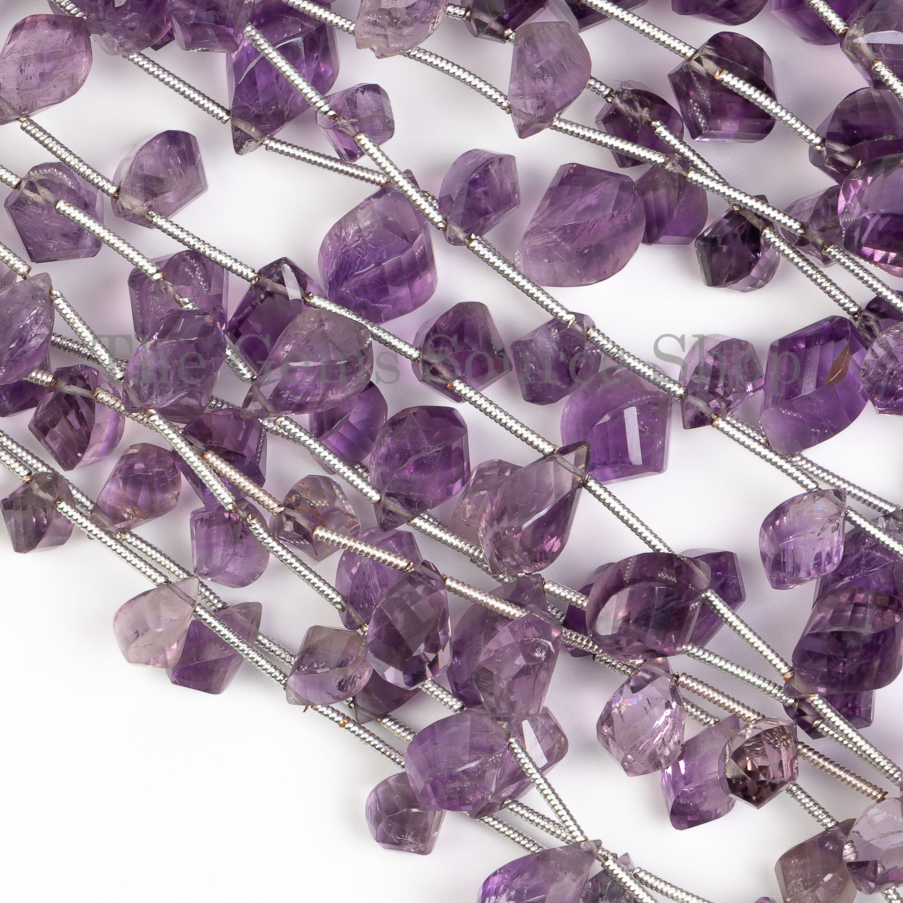 Twisted Purple Amethyst Drop Shape Gemstone Bulk Beads Strand- 8"-6x12-7x10mm