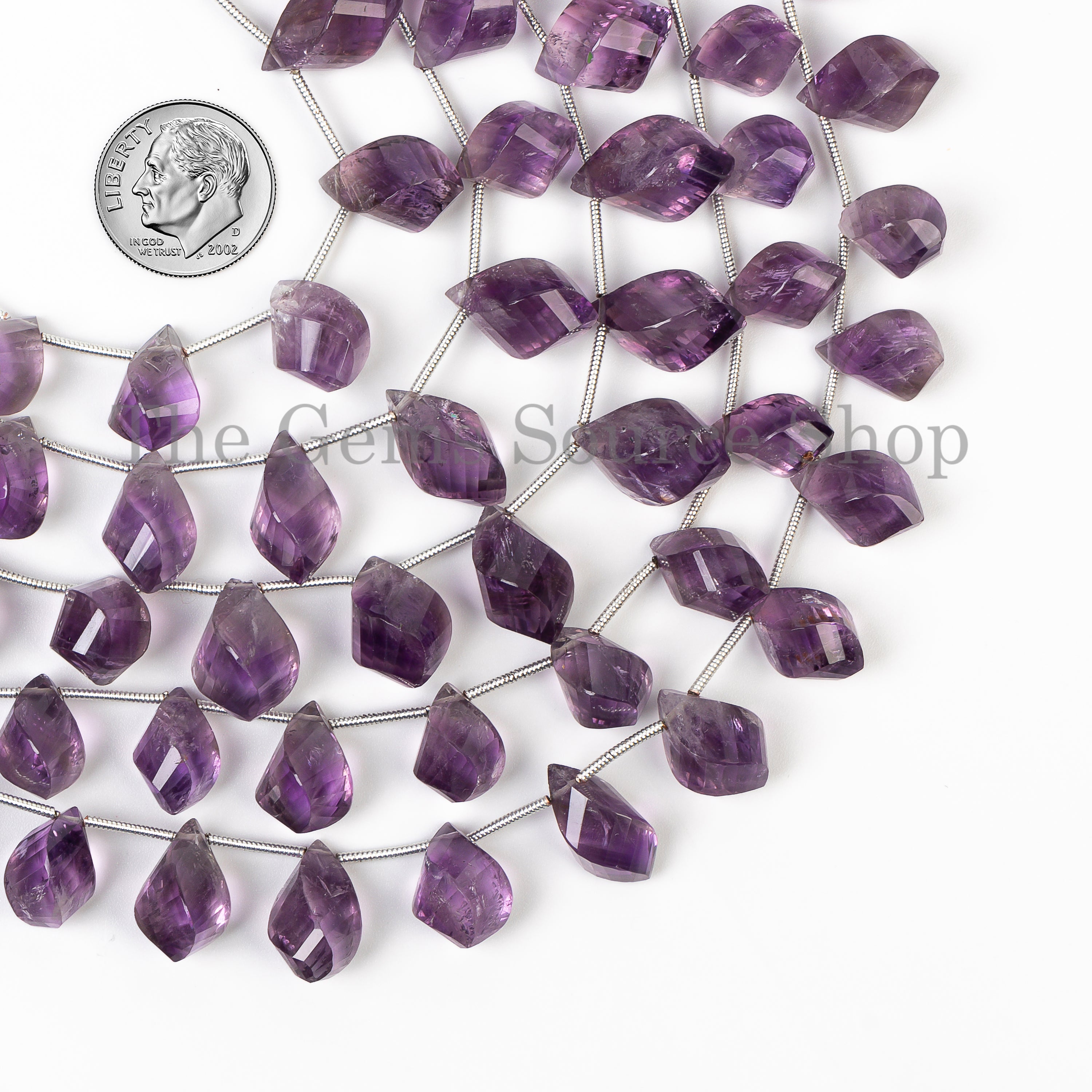 Twisted Purple Amethyst Drop Shape Gemstone Bulk Beads Strand- 8"-6x12-7x10mm