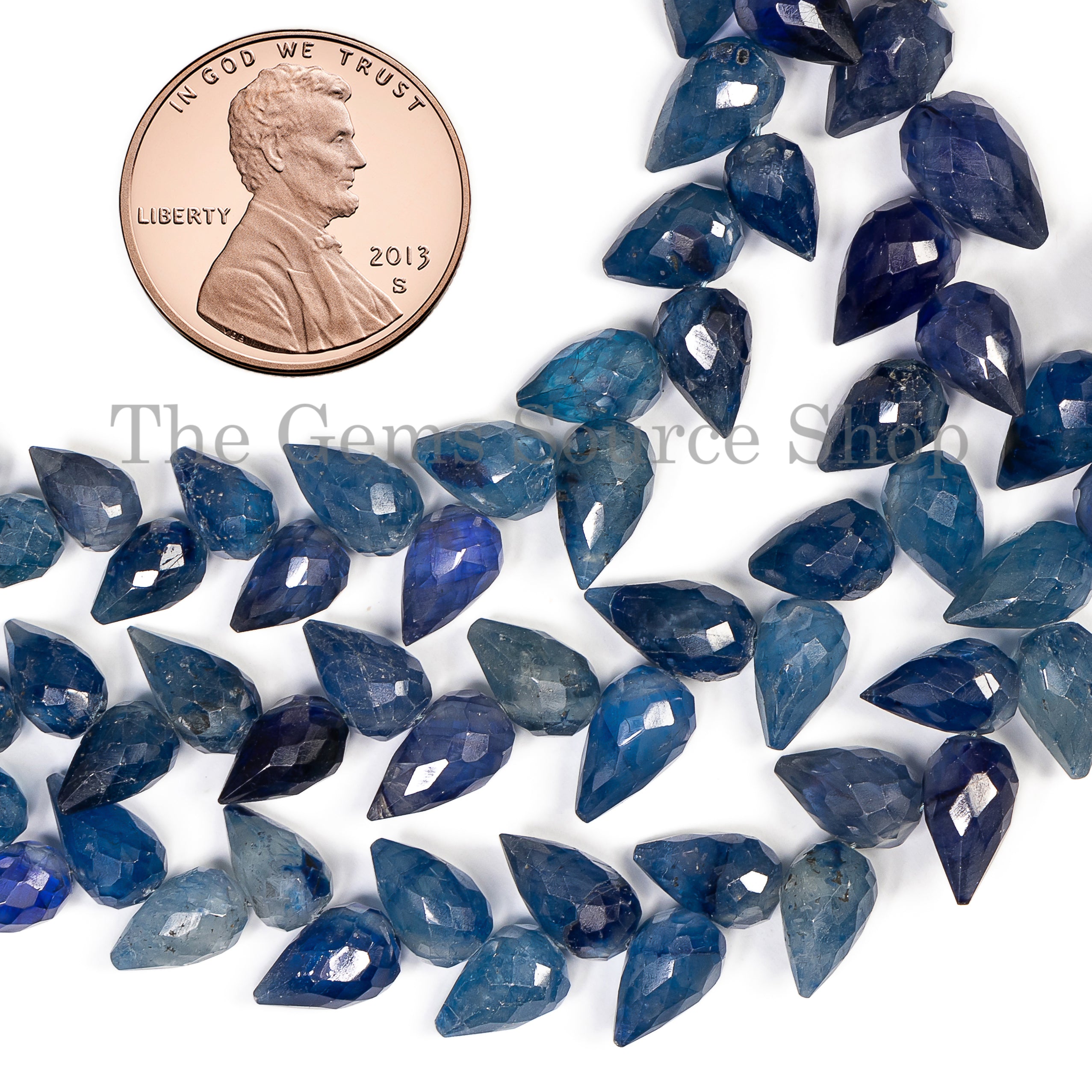 Wholesale Natural Blue Sapphire Faceted Teardrop Shape 5x7-6x9mm Beads 4" Strand