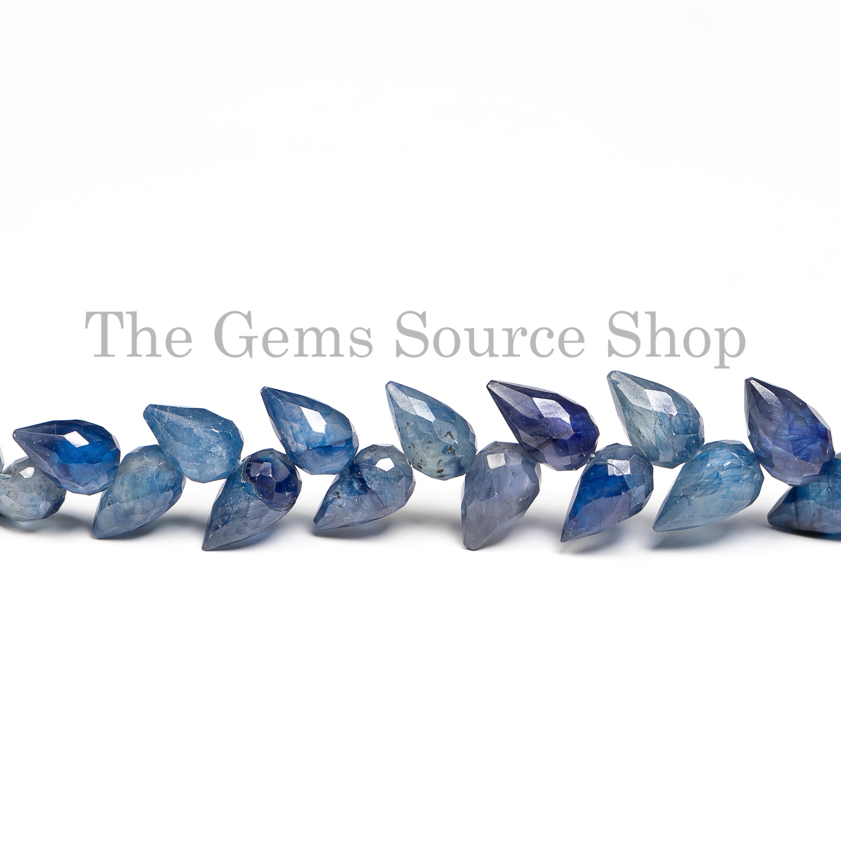 Wholesale Natural Blue Sapphire Faceted Teardrop Shape 5x7-6x9mm Beads 4" Strand