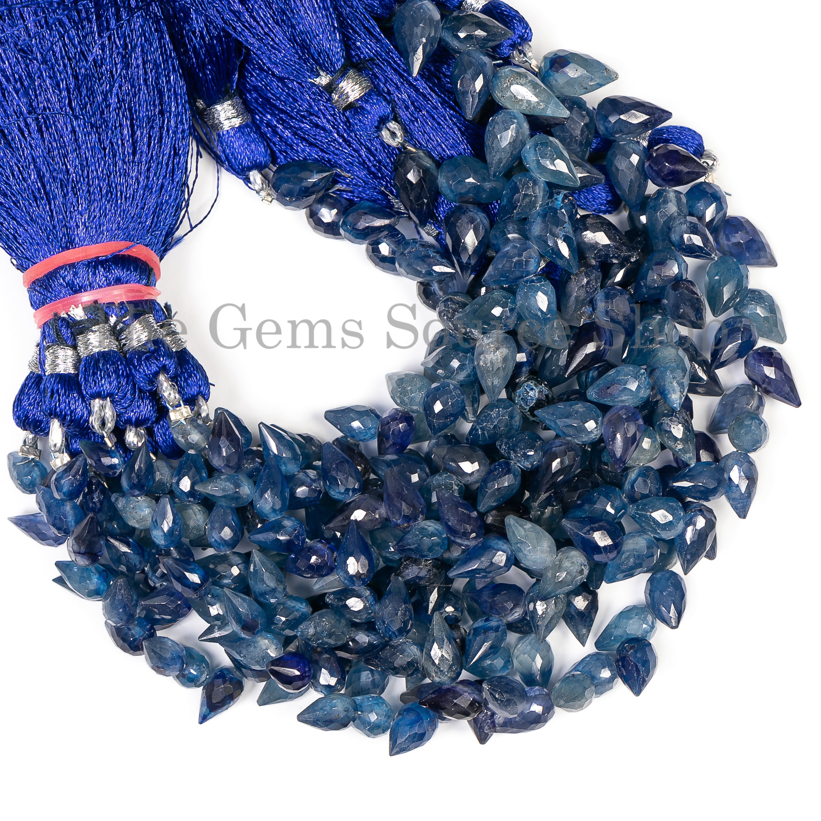 Wholesale Natural Blue Sapphire Faceted Teardrop Shape 5x7-6x9mm Beads 4" Strand