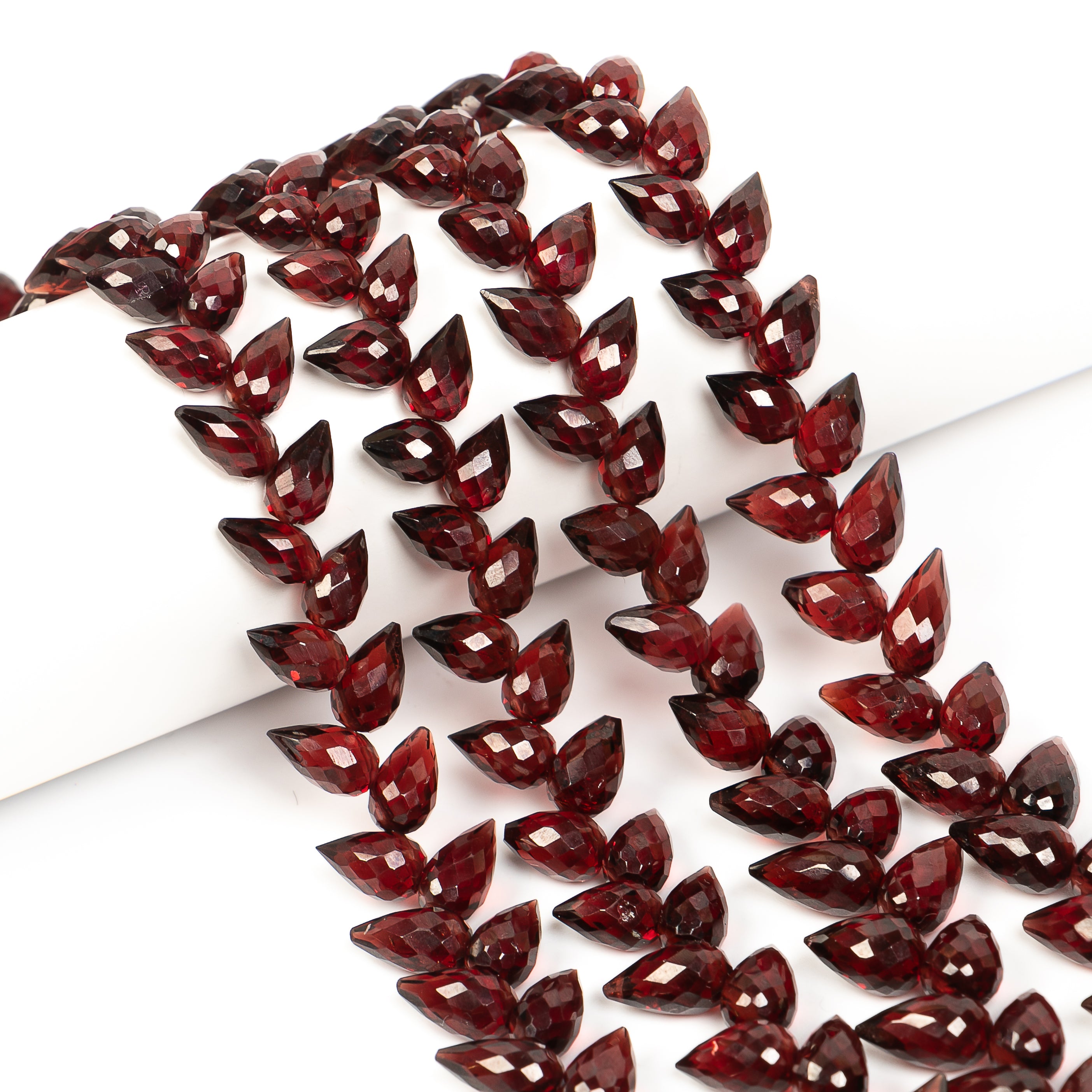 Wholesale Natural Mozambique Garnet Faceted Tear Drops 9x6-7x4mm Beads 8" Strand