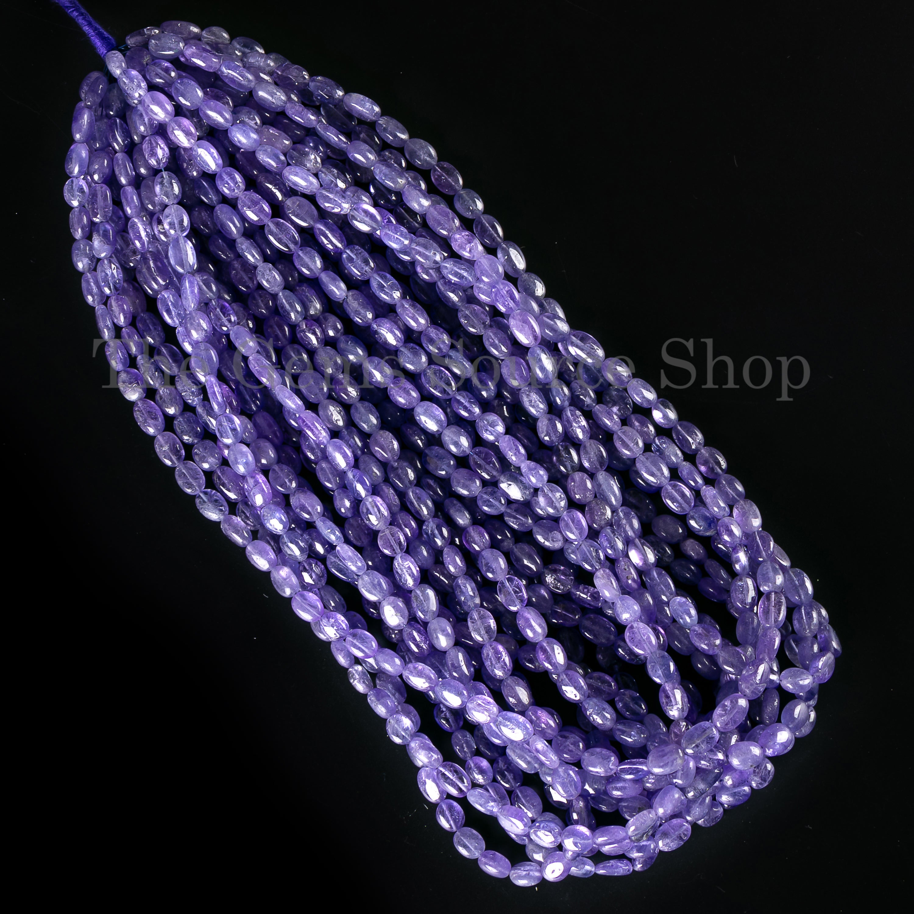 Wholesale Natural Tanzanite Smooth Oval Shape 5x7-5.5x8mm Gemstone Beads 15" Strand