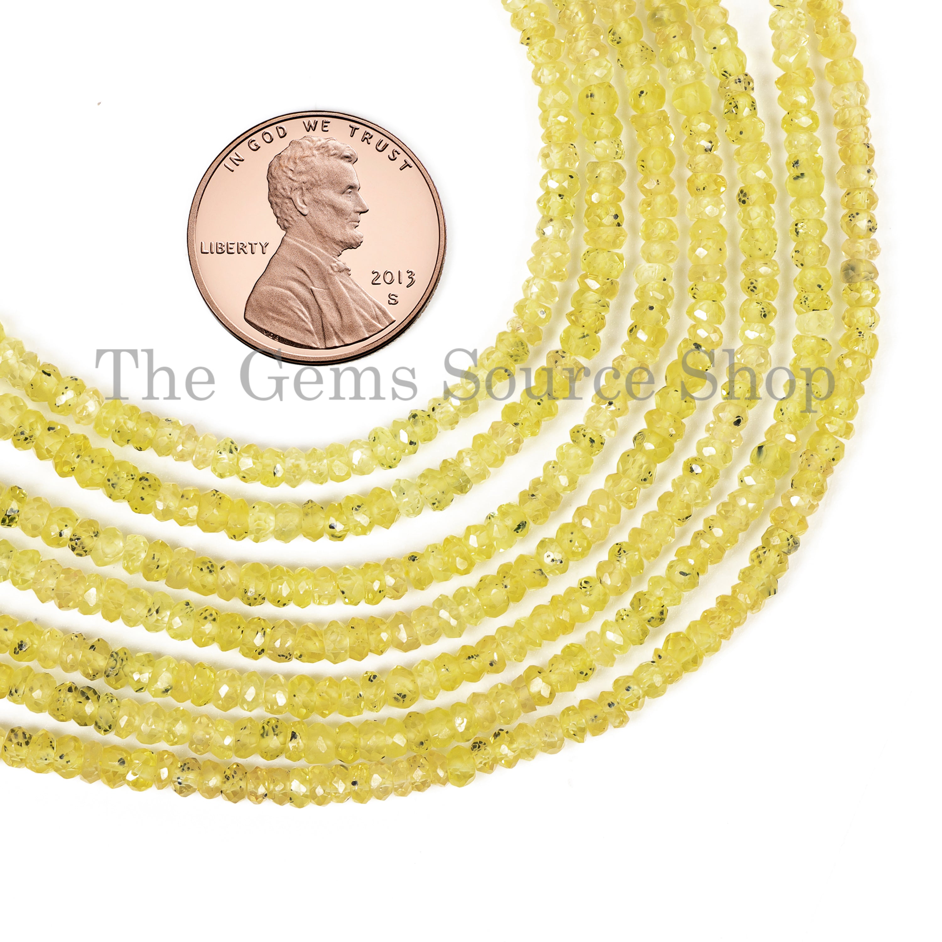 Wholesale Natural Yellow Sapphire Faceted Rondelle Shape 2.5-3.5mm Beads 17" Strand