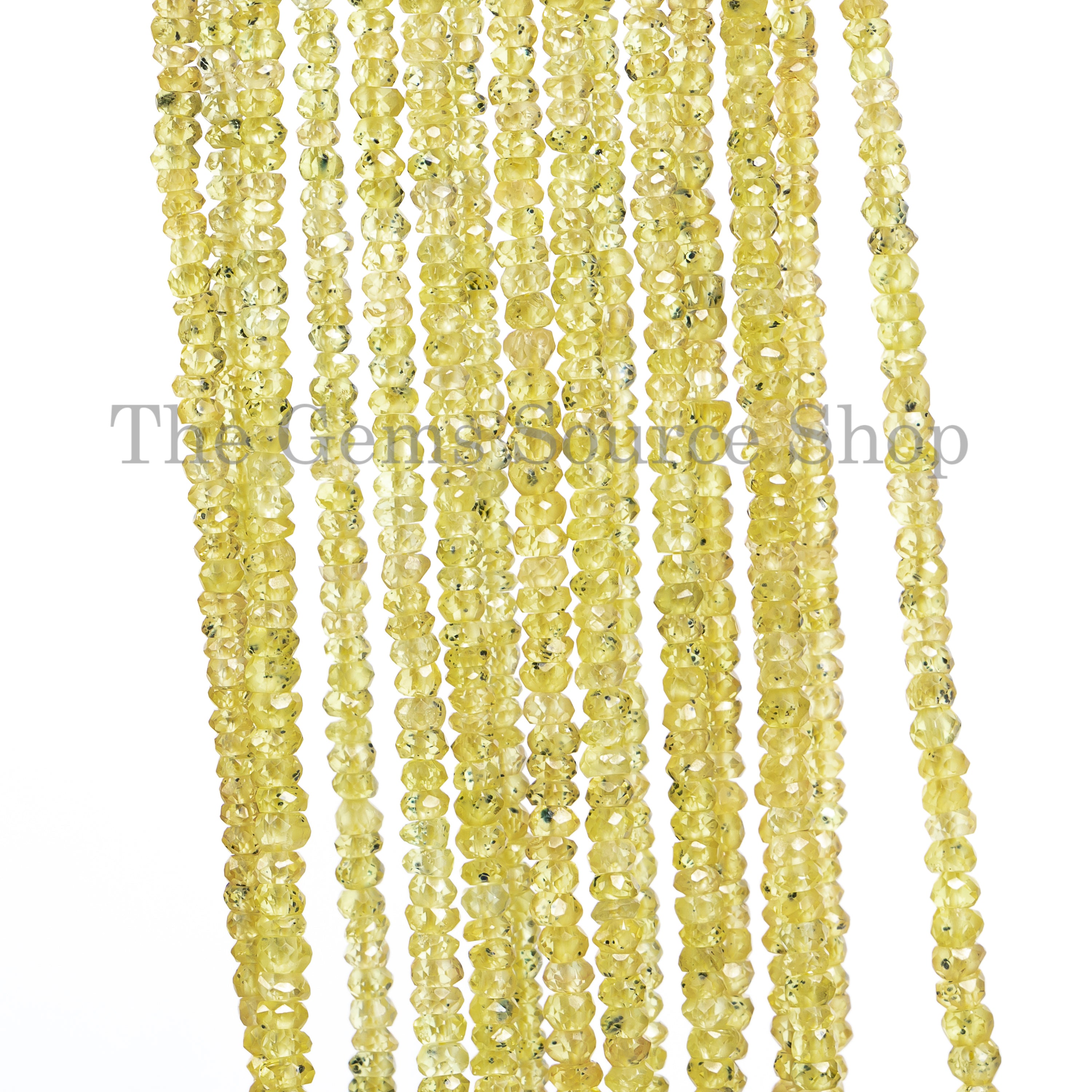 Wholesale Natural Yellow Sapphire Faceted Rondelle Shape 2.5-3.5mm Beads 17" Strand