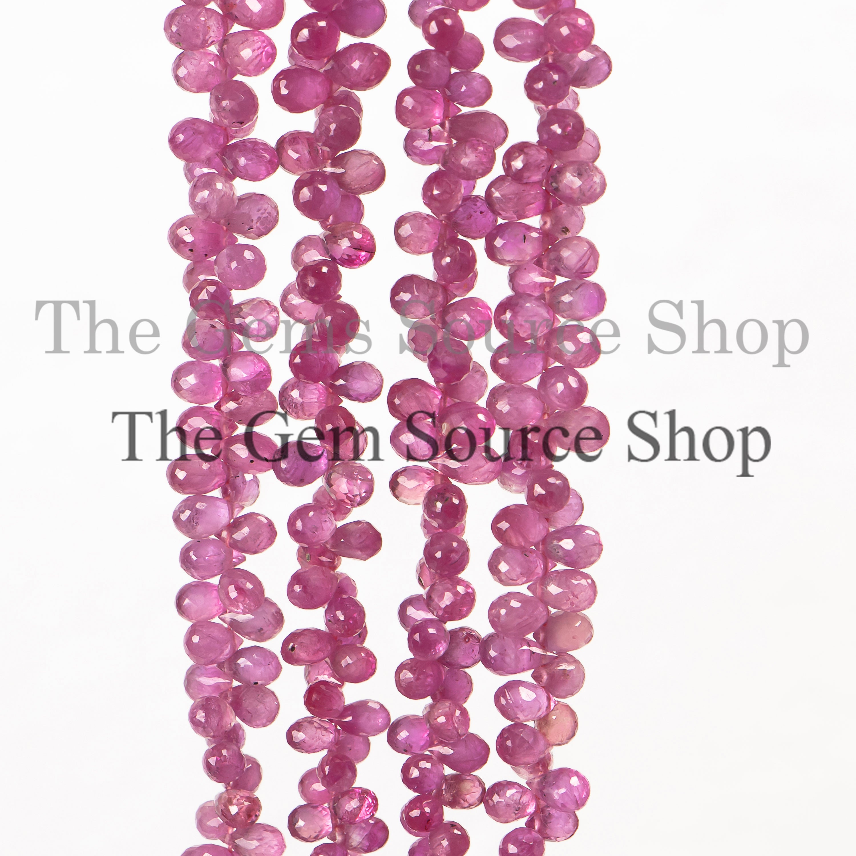 Natural Burma Ruby Briolette Tear Drop 2.5x4-3.5x6mm Beads 8" Strand For Jewelry