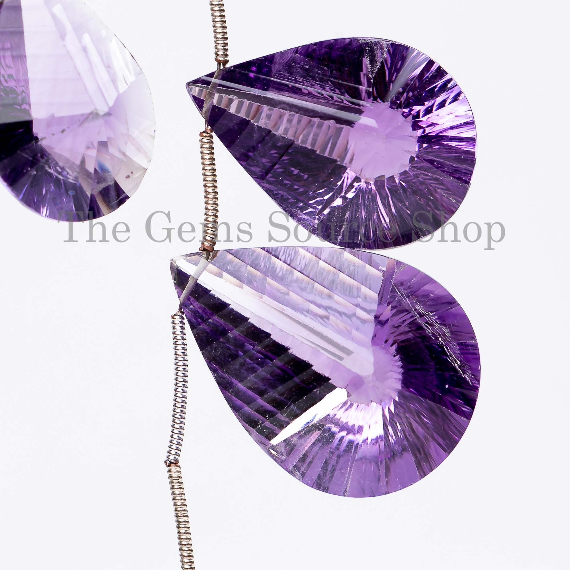 Purple Amethyst Concave Cut Pear Shape Gemstone Craft Beads Strand for Jewelry 15x21-20.5x28mm-8"