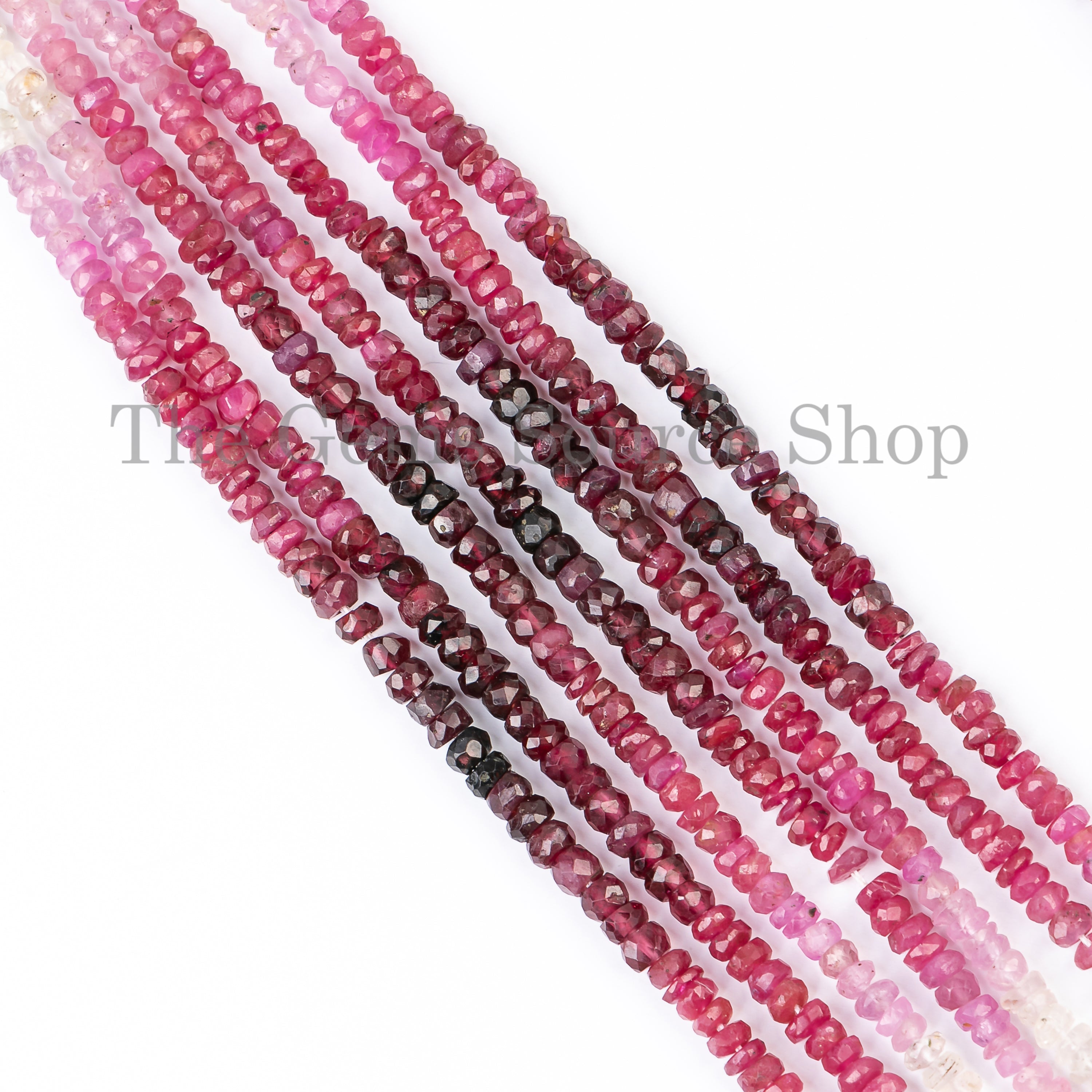 Shaded Ruby Faceted Rondelle Gemstone Craft Beads Strand for Jewelry 2.5-4mm-16"