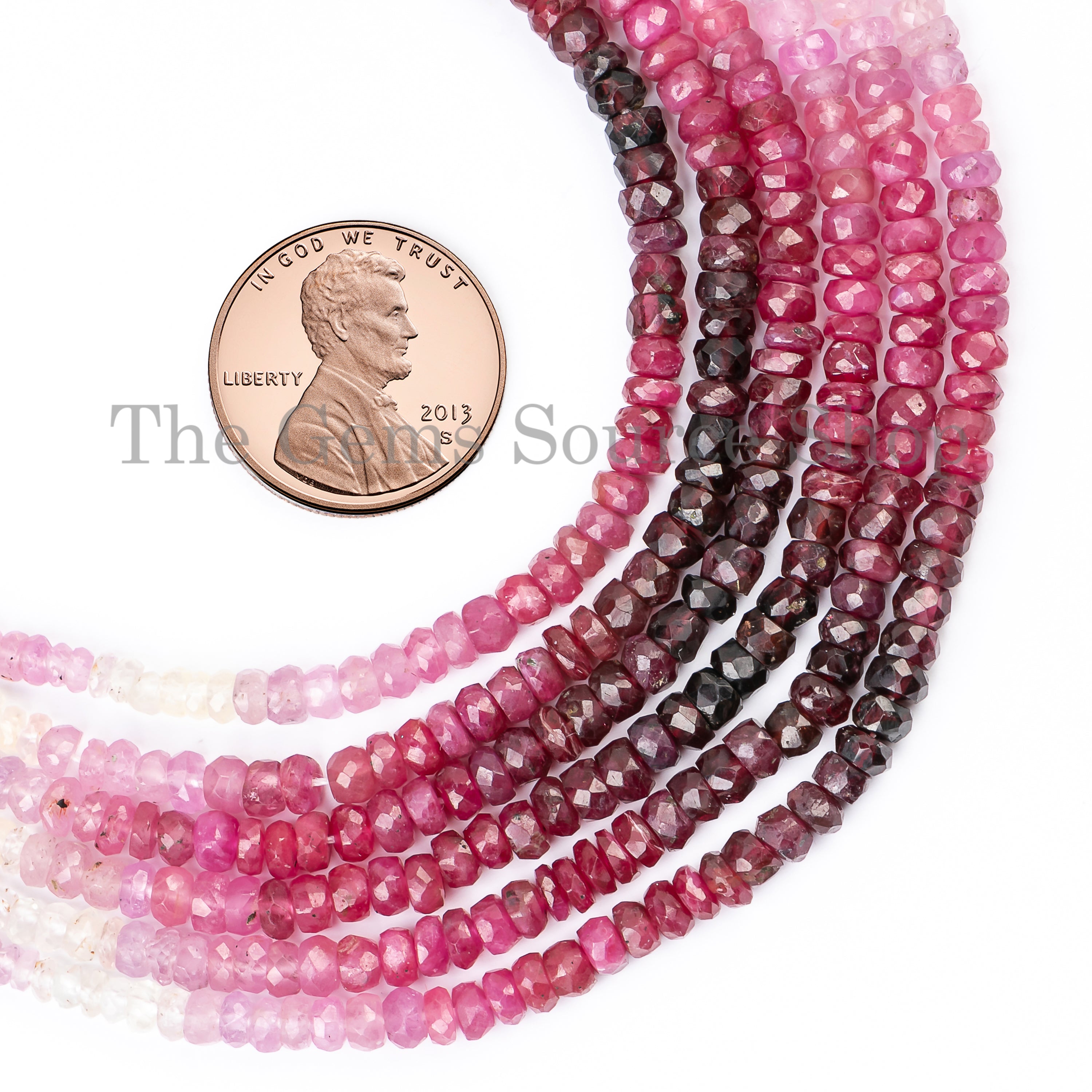 Shaded Ruby Faceted Rondelle Gemstone Craft Beads Strand for Jewelry 2.5-4mm-16"