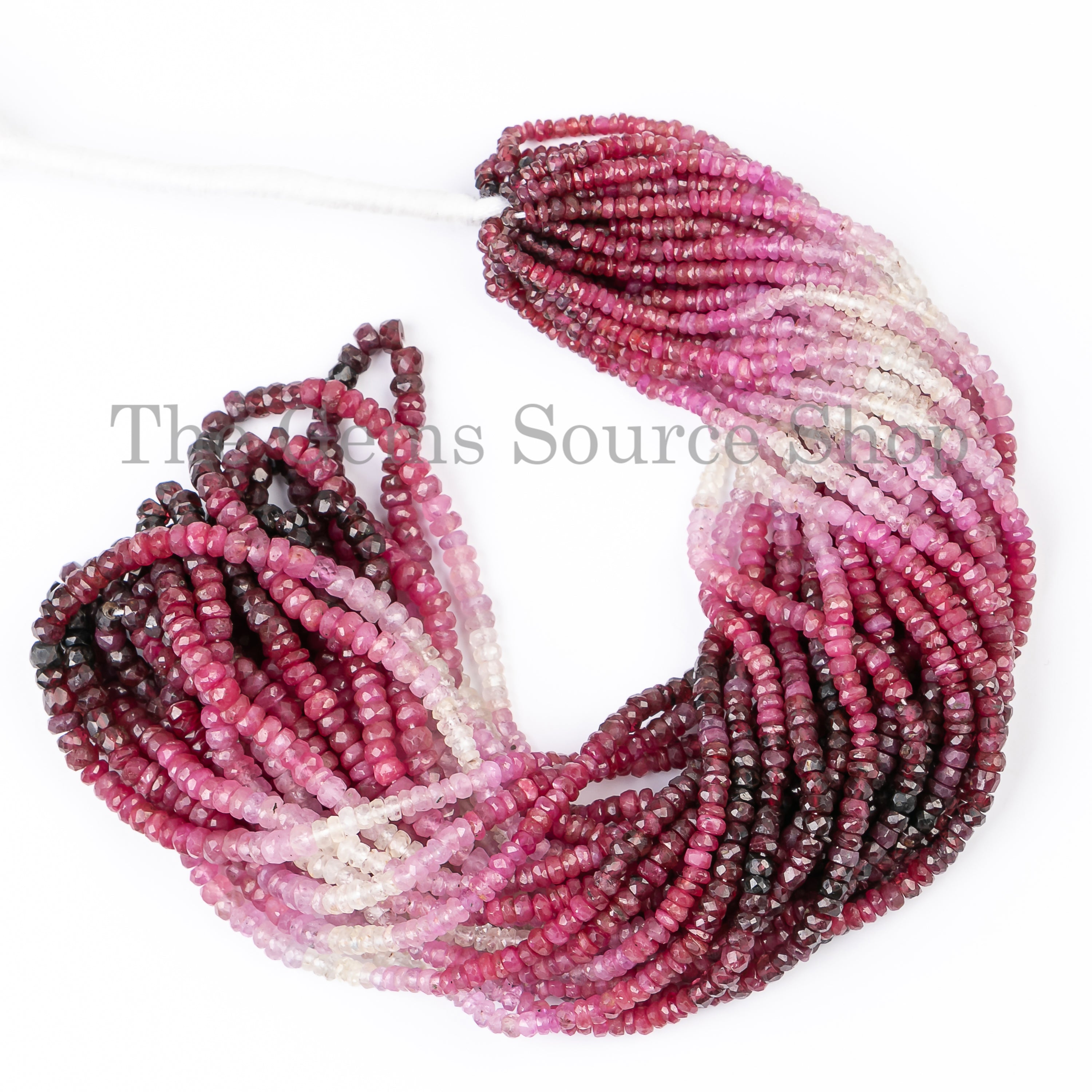 Shaded Ruby Faceted Rondelle Gemstone Craft Beads Strand for Jewelry 2.5-4mm-16"