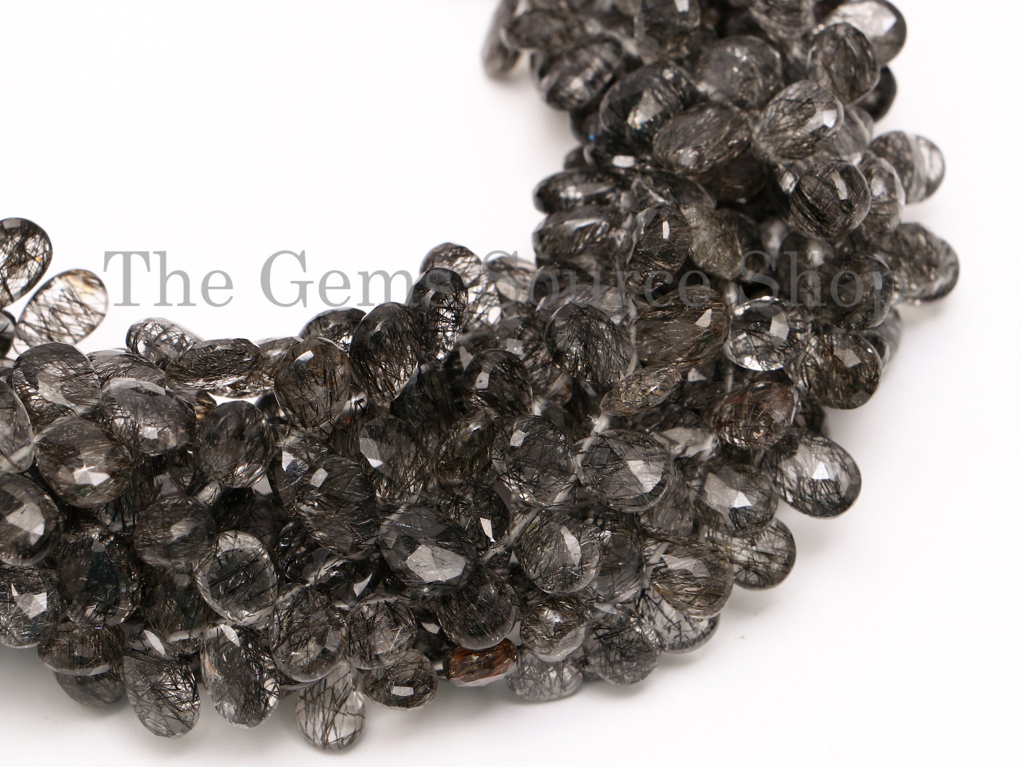 Natural Black Rutile Beads