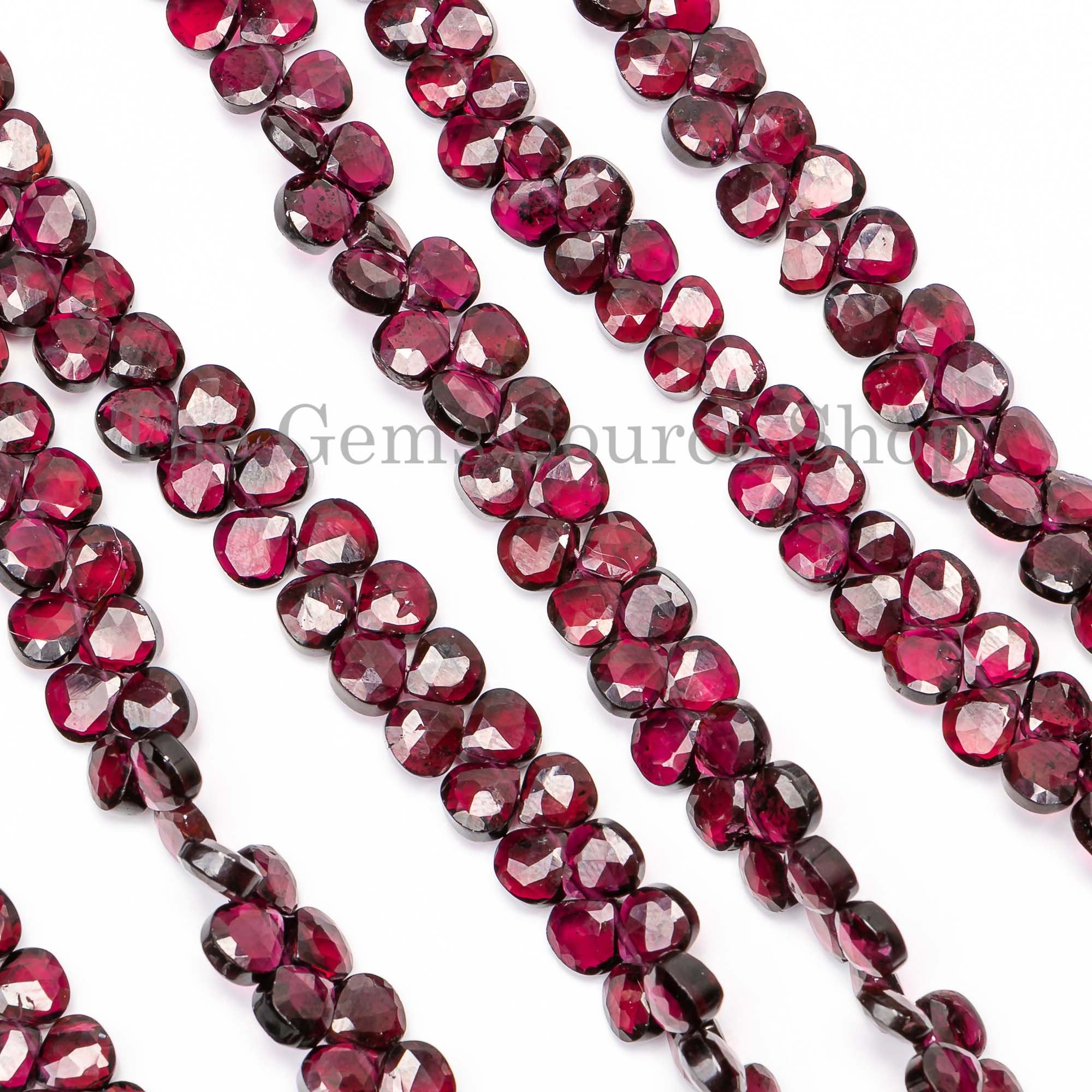 Genuine Rhodolite Garnet Faceted Heart Shape 4.5-5.5mm Gemstone Craft Beads 8" Strand