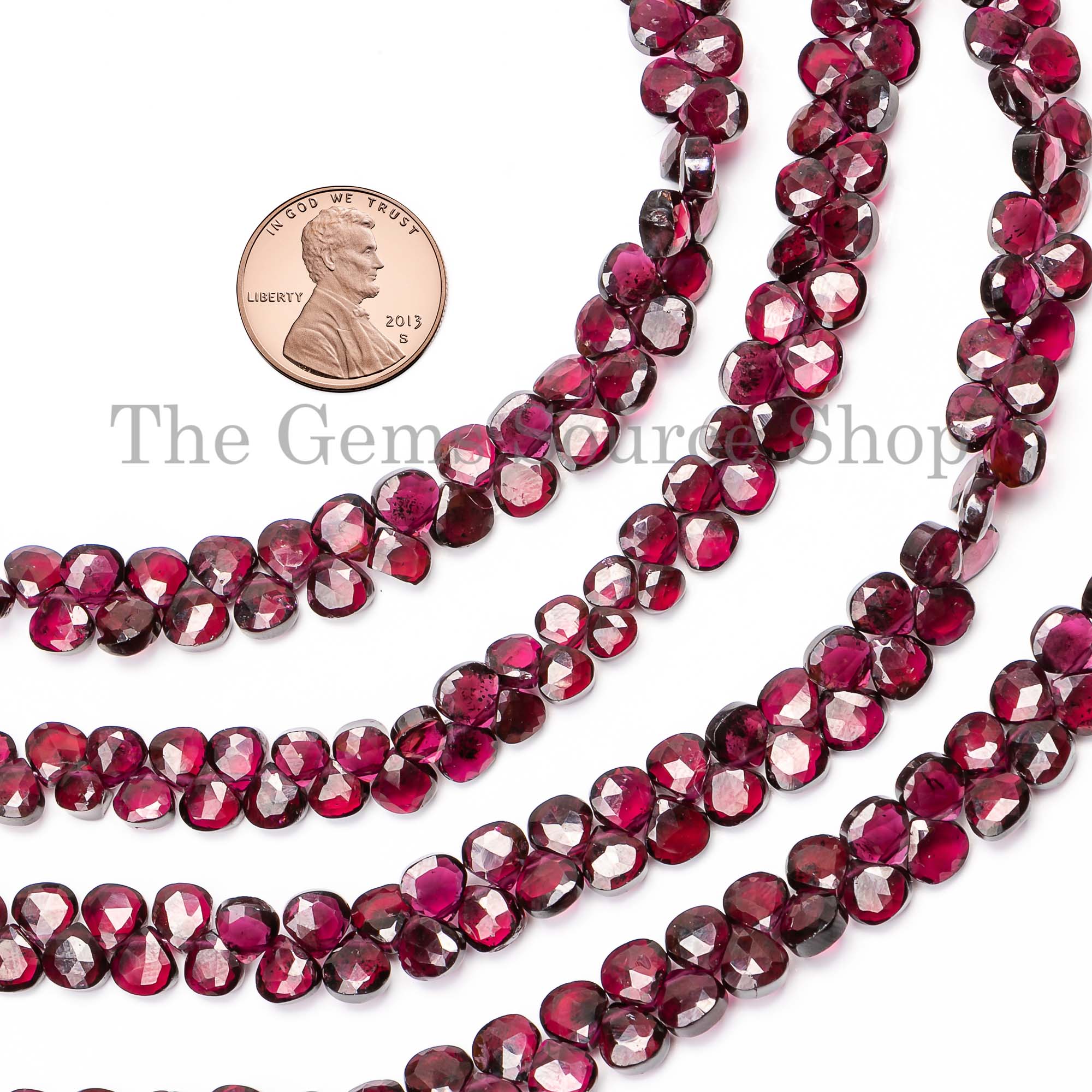 Genuine Rhodolite Garnet Faceted Heart Shape 4.5-5.5mm Gemstone Craft Beads 8" Strand