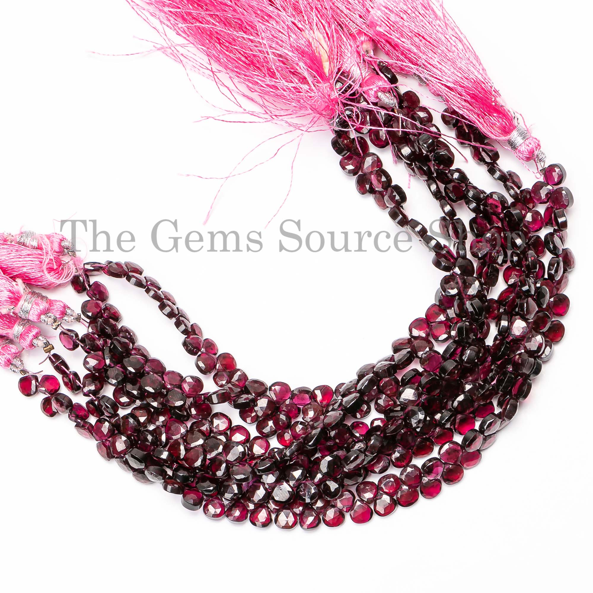 Genuine Rhodolite Garnet Faceted Heart Shape 4.5-5.5mm Gemstone Craft Beads 8" Strand