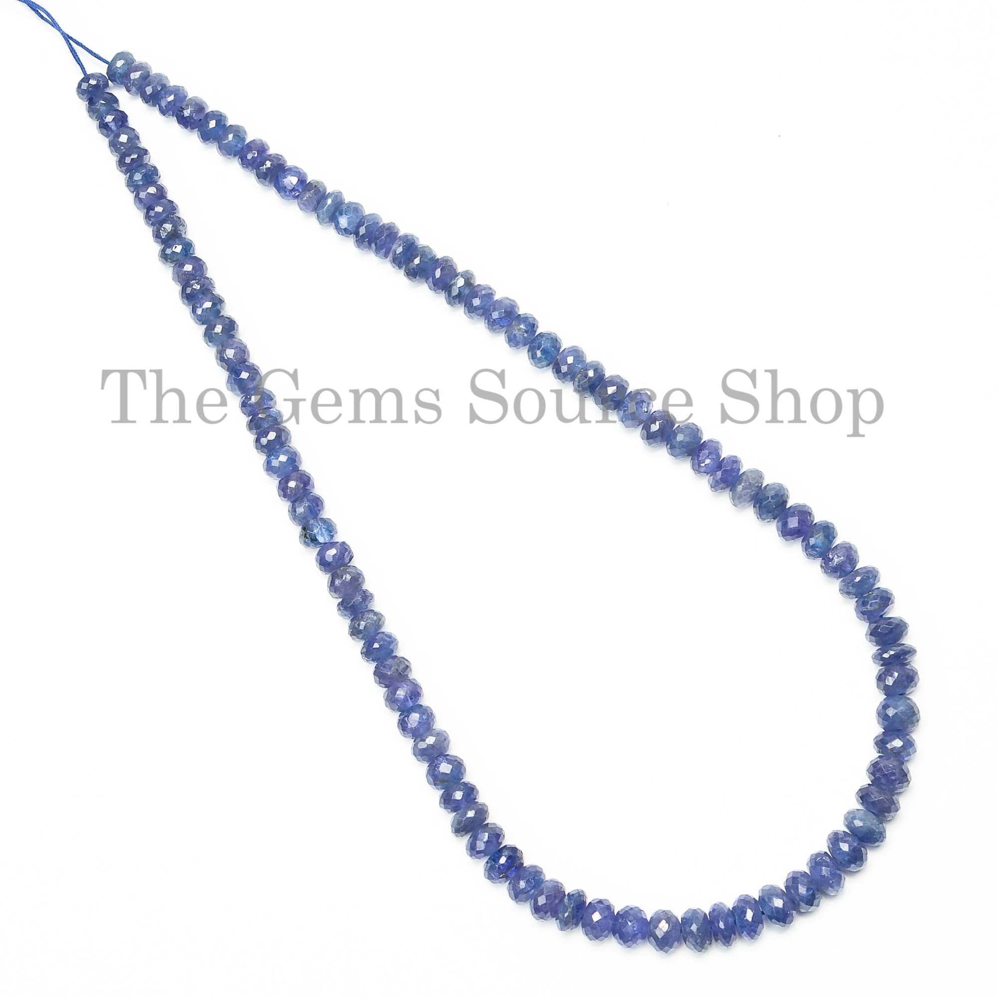 Natural Tanzanite 6-8mm Faceted Rondelle Shape Gemstone Beads 17" Bulk Strand