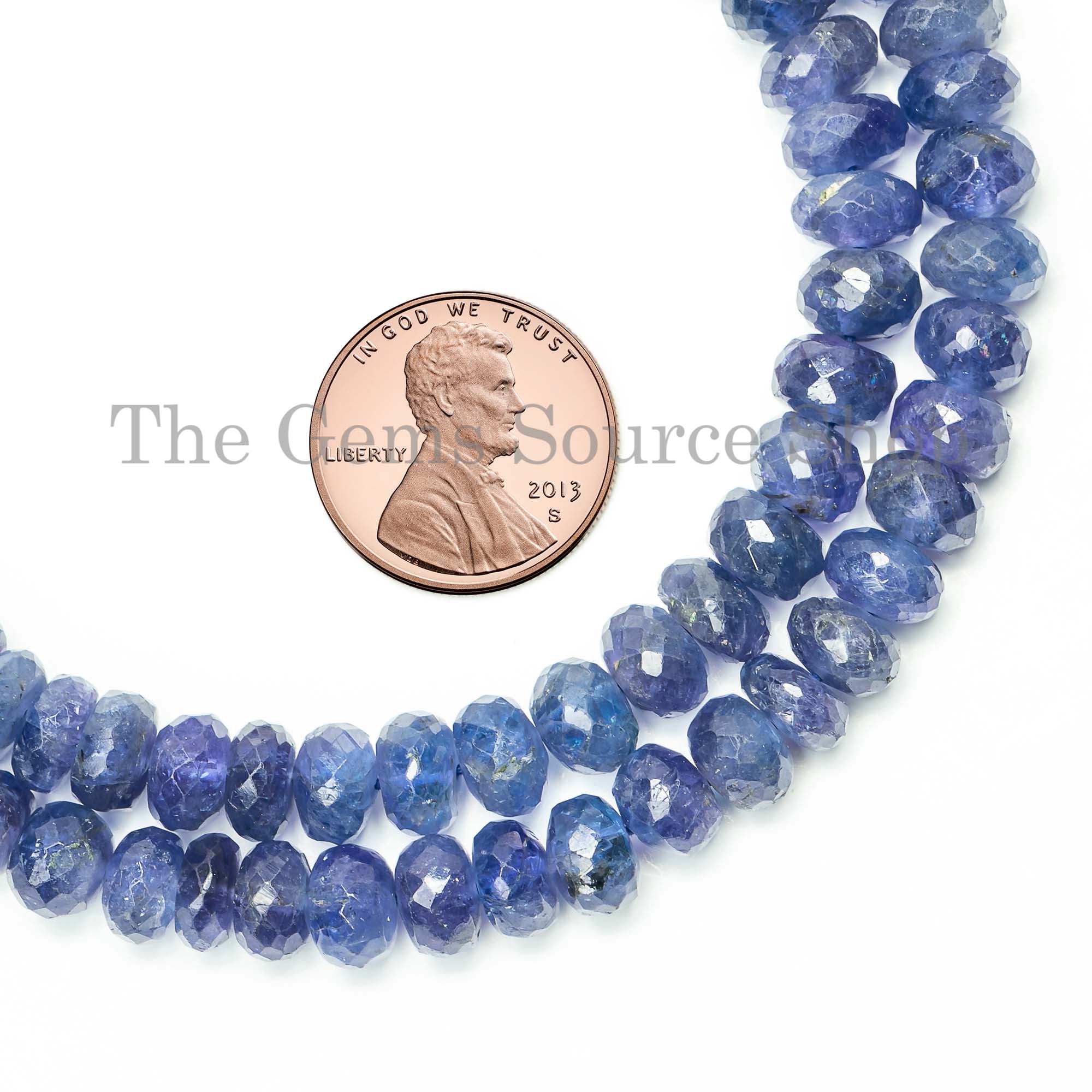 Natural Tanzanite 6-8mm Faceted Rondelle Shape Gemstone Beads 17" Bulk Strand