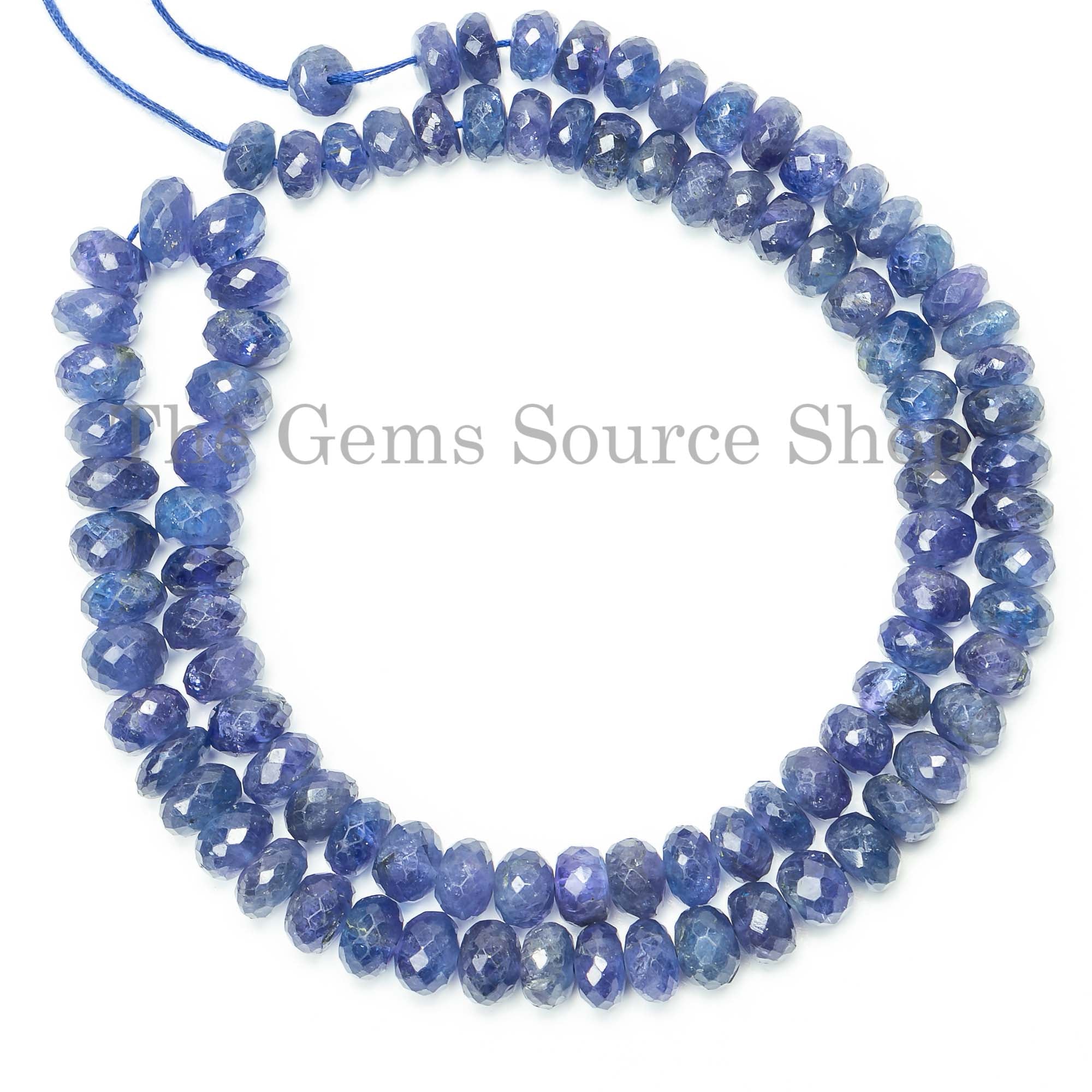 Natural Tanzanite 6-8mm Faceted Rondelle Shape Gemstone Beads 17" Bulk Strand