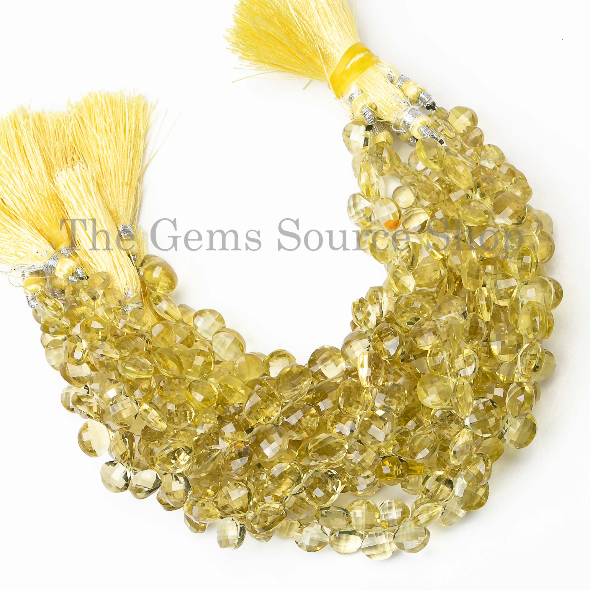 Genuine Lemon Quartz Faceted Heart Shape 6.5-9mm Gemstone Craft Beads 8" Strand