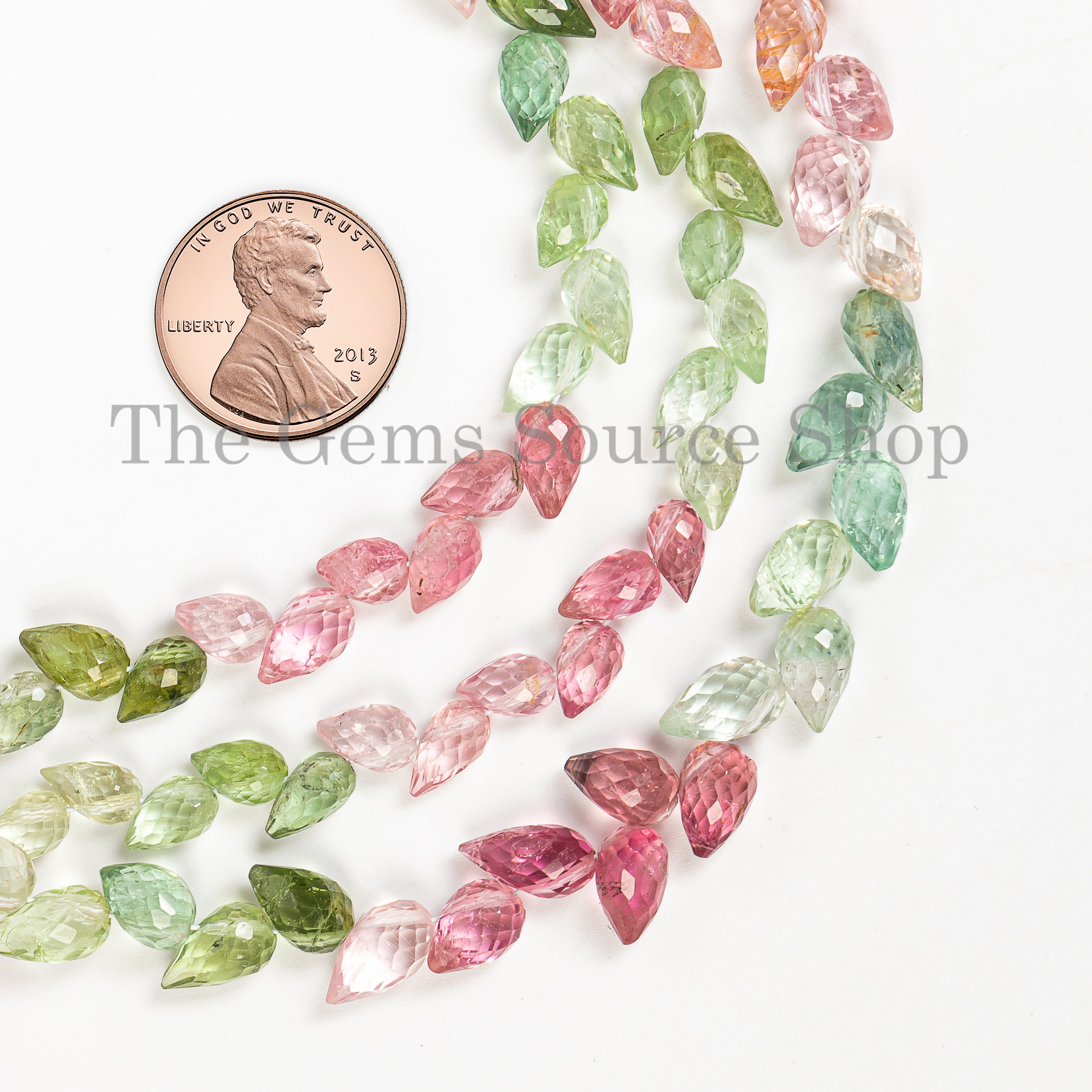 Multi Tourmaline Drop Shape Beads