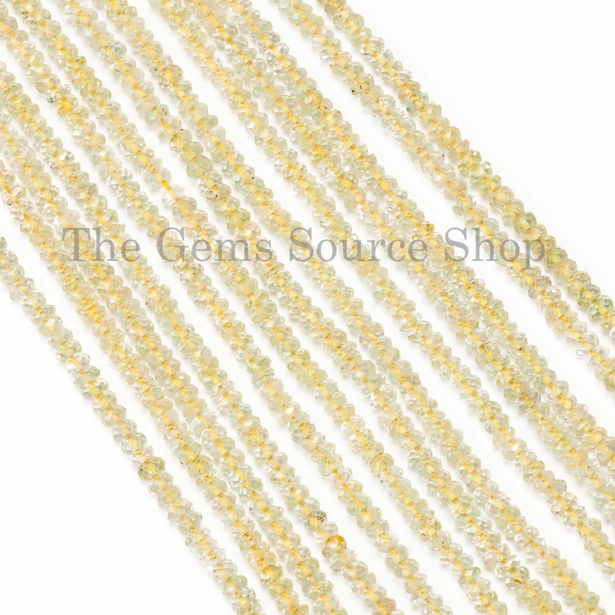 Genuine Yellow Aquamarine Faceted Rondelle Shape 3.5-4mm Gemstone Craft Beads 13" Strand