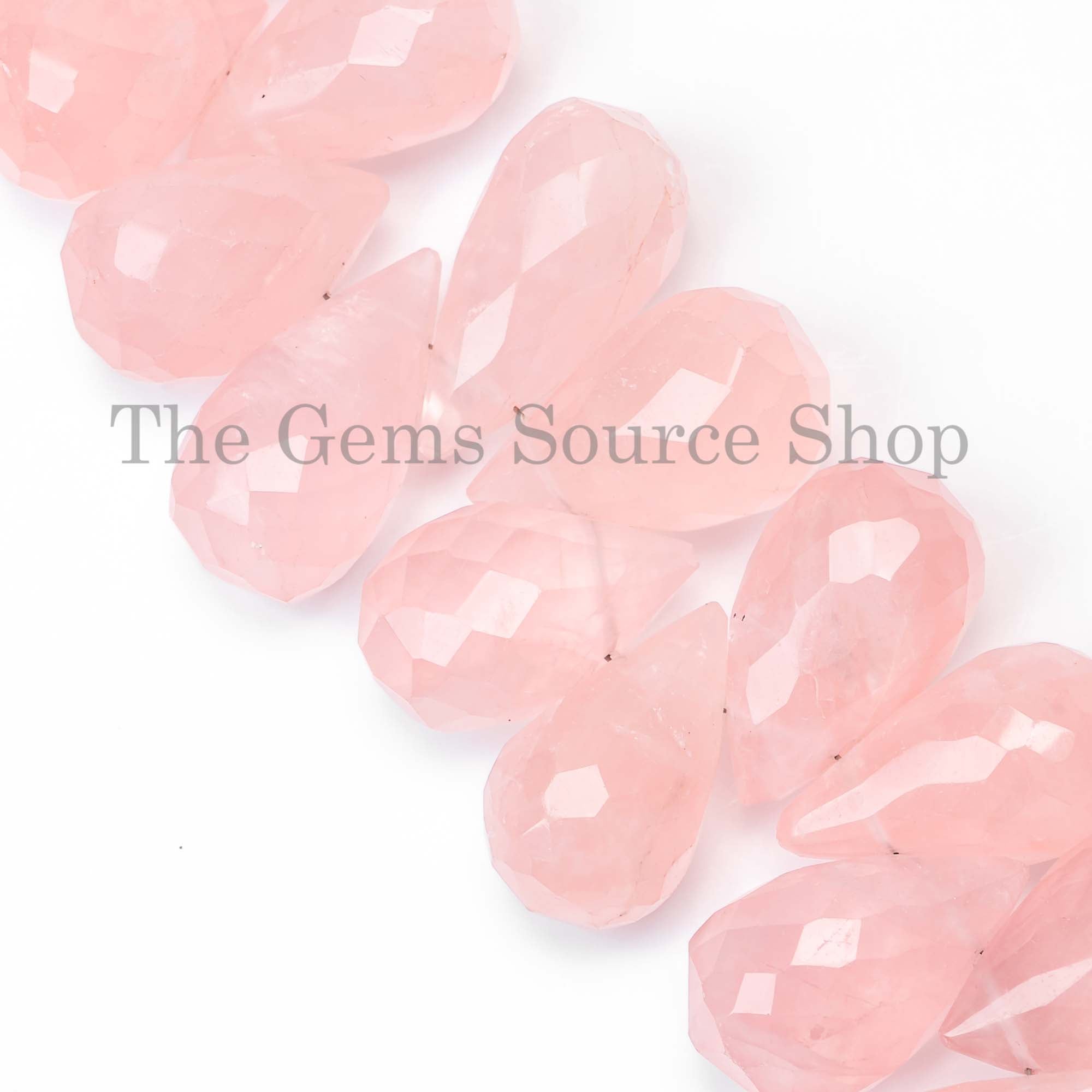 Genuine Rose Quartz Faceted Tear Drop Shape 15x25-15x30mm Gemstone Beads 9" Strand