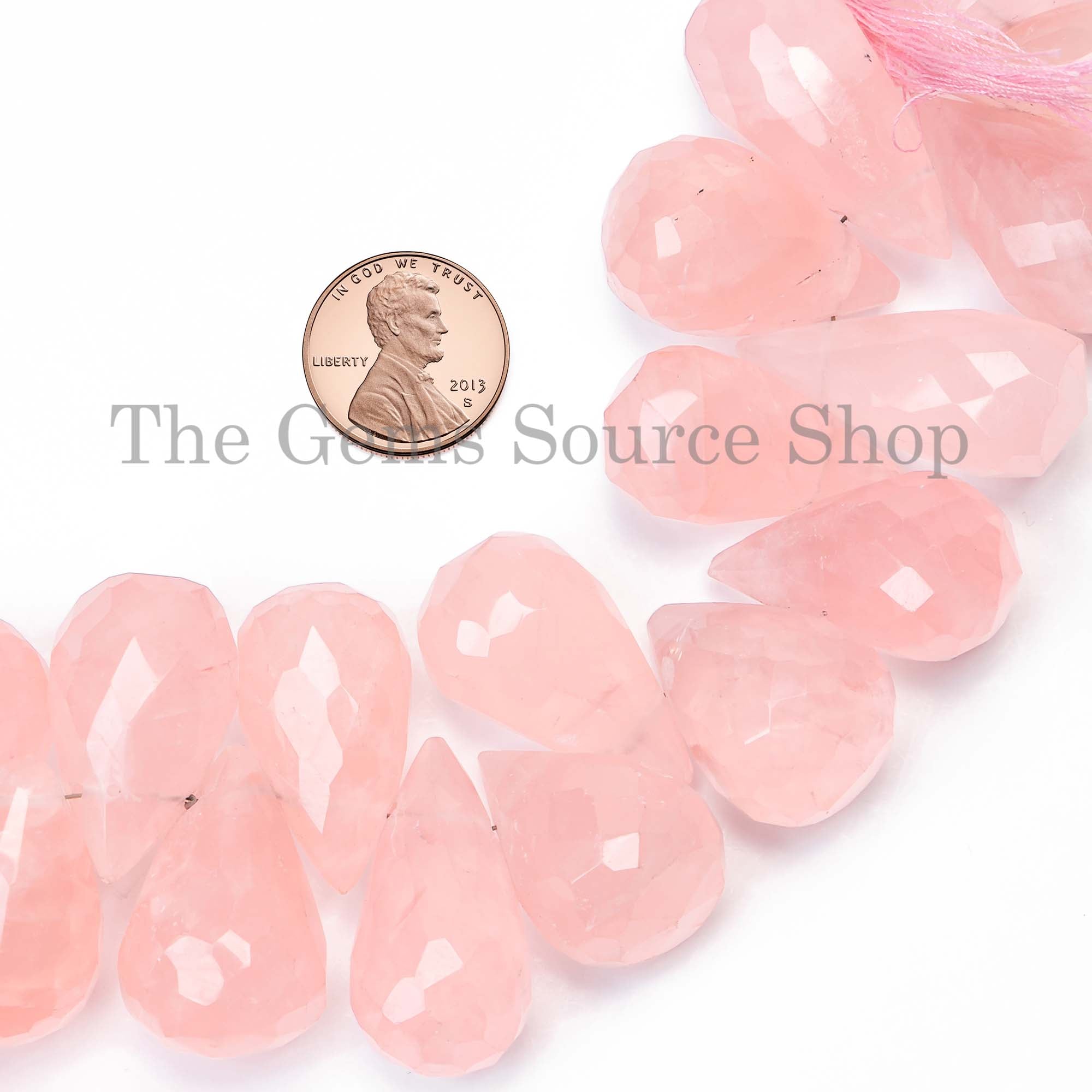 Genuine Rose Quartz Faceted Tear Drop Shape 15x25-15x30mm Gemstone Beads 9" Strand