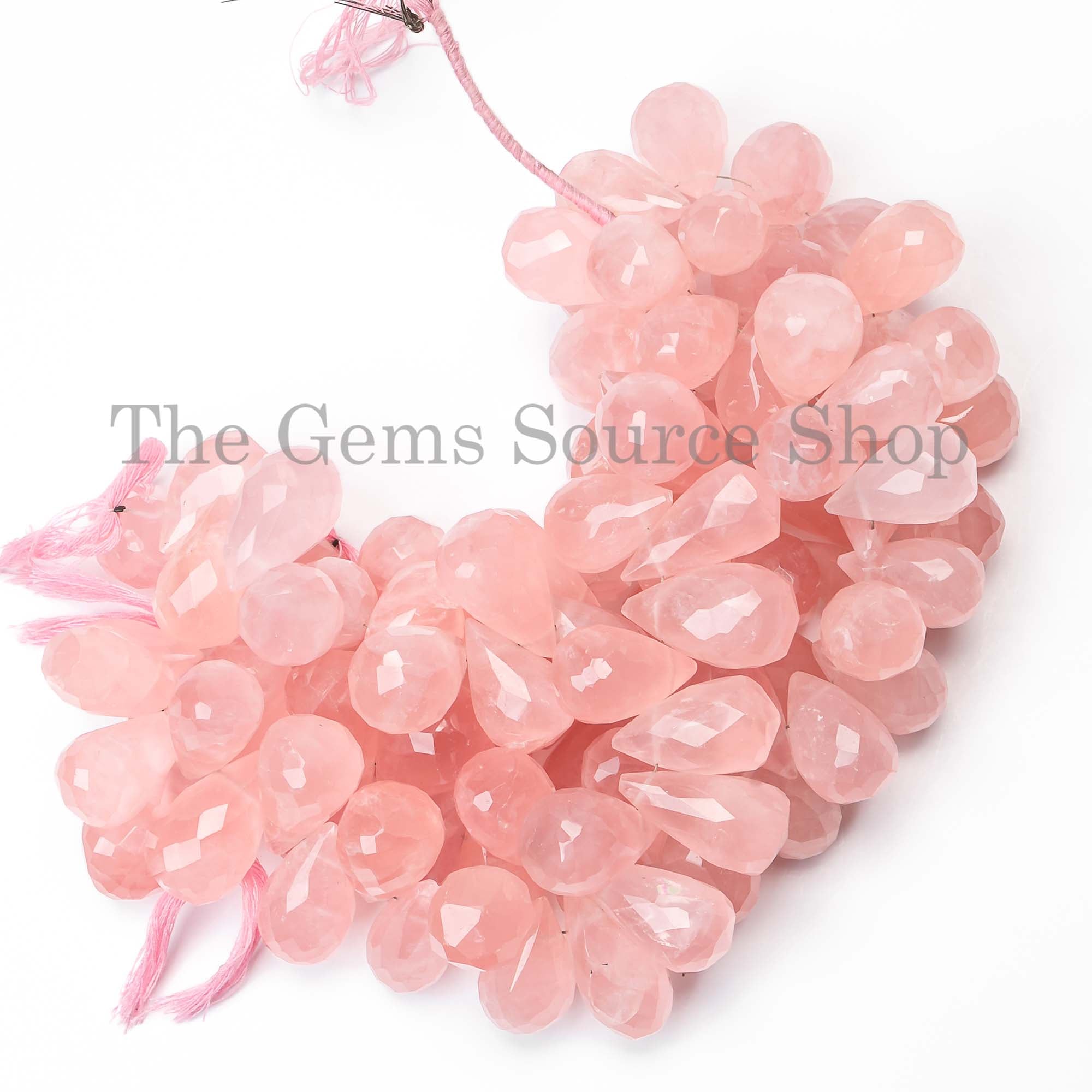 Genuine Rose Quartz Faceted Tear Drop Shape 15x25-15x30mm Gemstone Beads 9" Strand