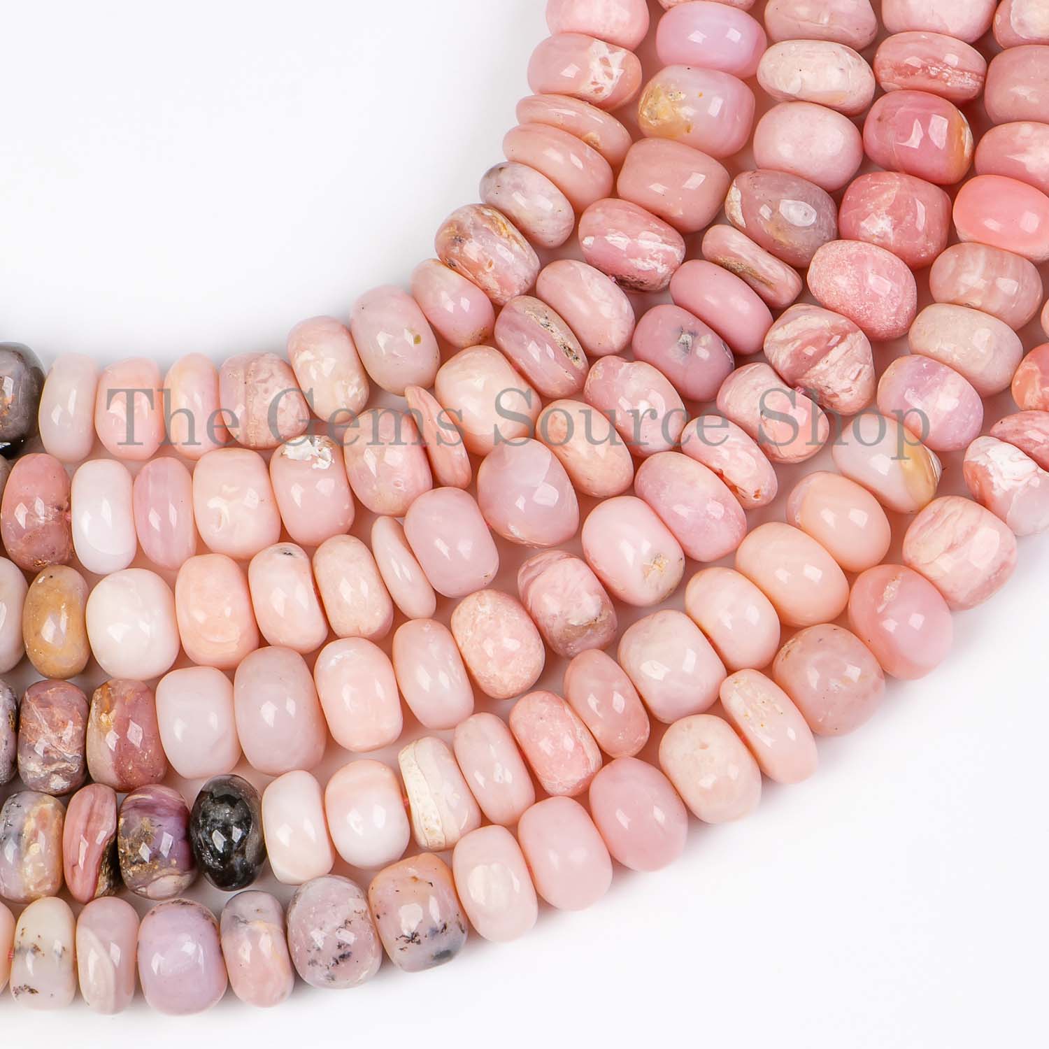 8.5-9.5mm-14" Pink Opal Smooth Rondelle Wholesale Beads Strand for DIY Jewelry